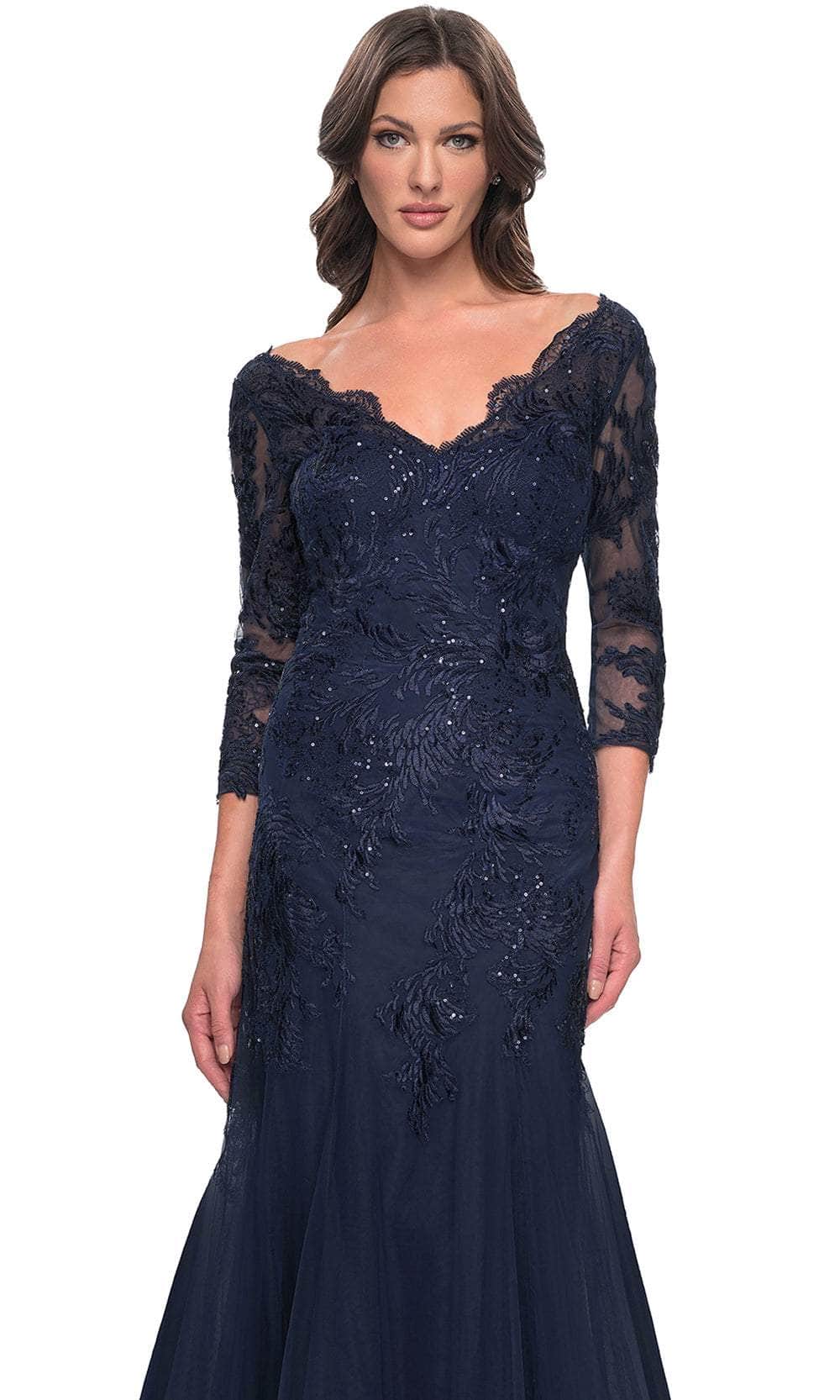 La Femme 30823 - Scallop Detailed Evening Dress Mother of the Bride Dresses