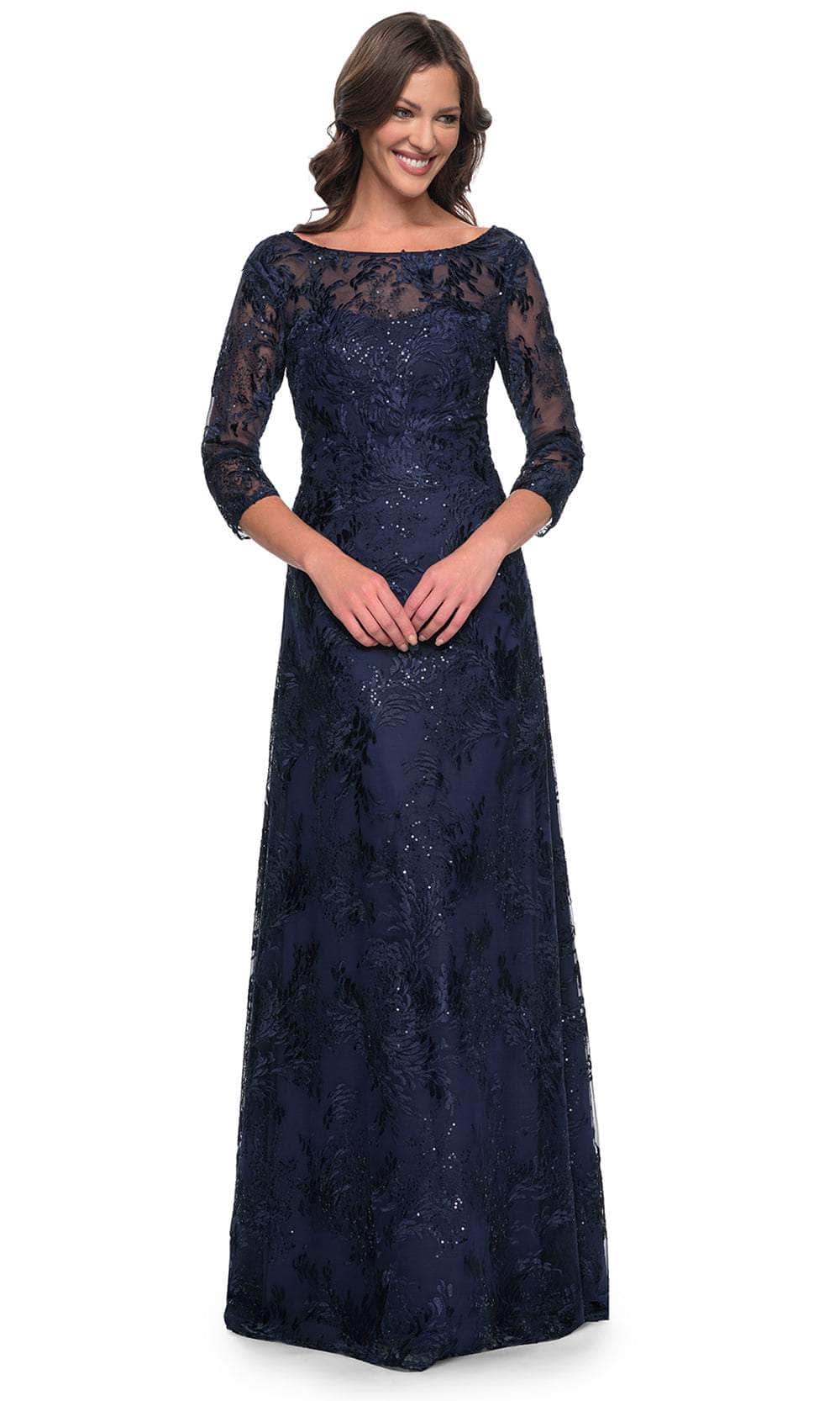 La Femme 30835 - Embroidered Bateau Formal Dress Evening Dresses