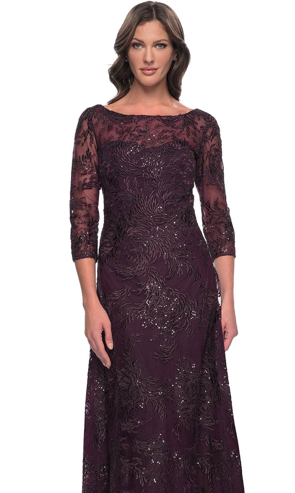 La Femme 30835 - Embroidered Bateau Formal Dress Evening Dresses