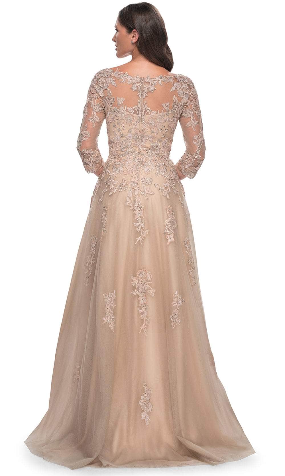 La Femme 30859 - Bateau Neck Embroidered Gown Prom Dresses