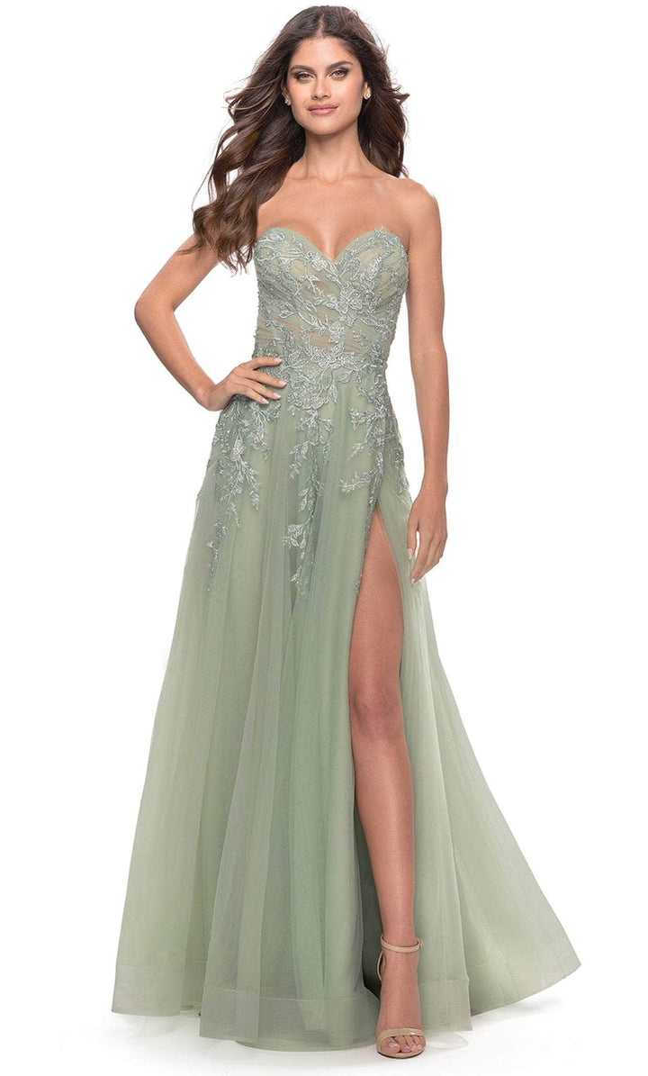 La Femme - Strapless Dress 31363SC In Green