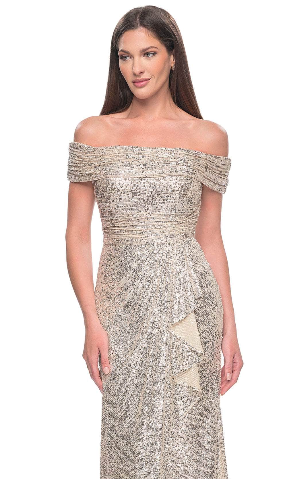 La Femme 31772 - Ruched Sequin Evening Dress Evening Dresses