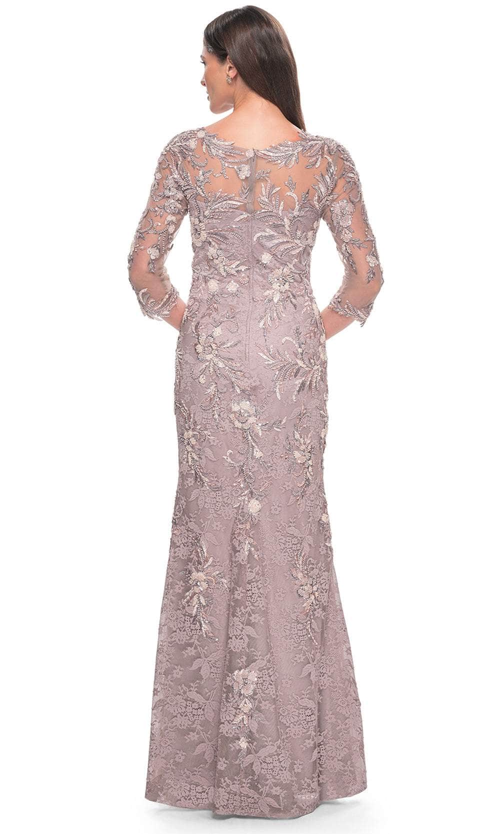 La Femme 31796 - Scoop Neck Quarter Sleeve Dress Mother of the Bride Dresses