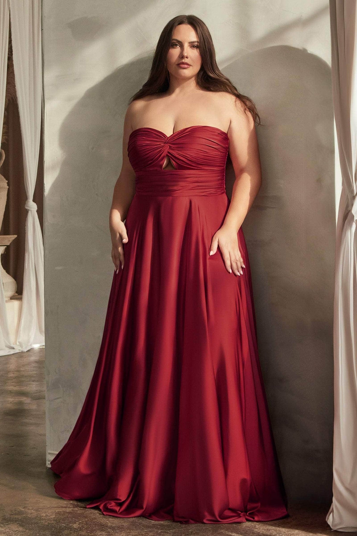 Ladivine 7496C - Ruched Cutout Evening Gown Special Occasion Dress