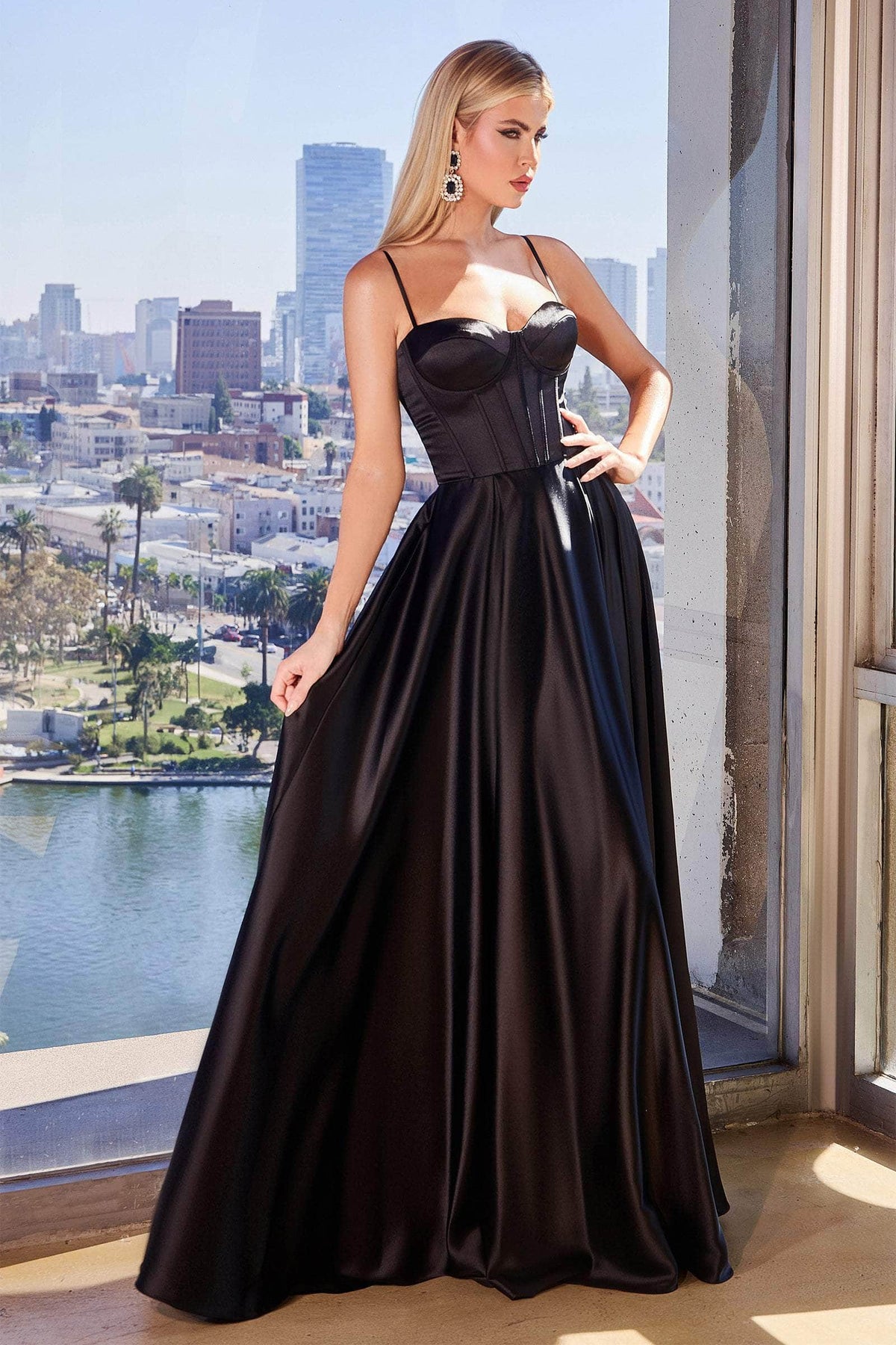 Ladivine CD337 - Pleated A-Line Prom Gown Special Occasion Dress
