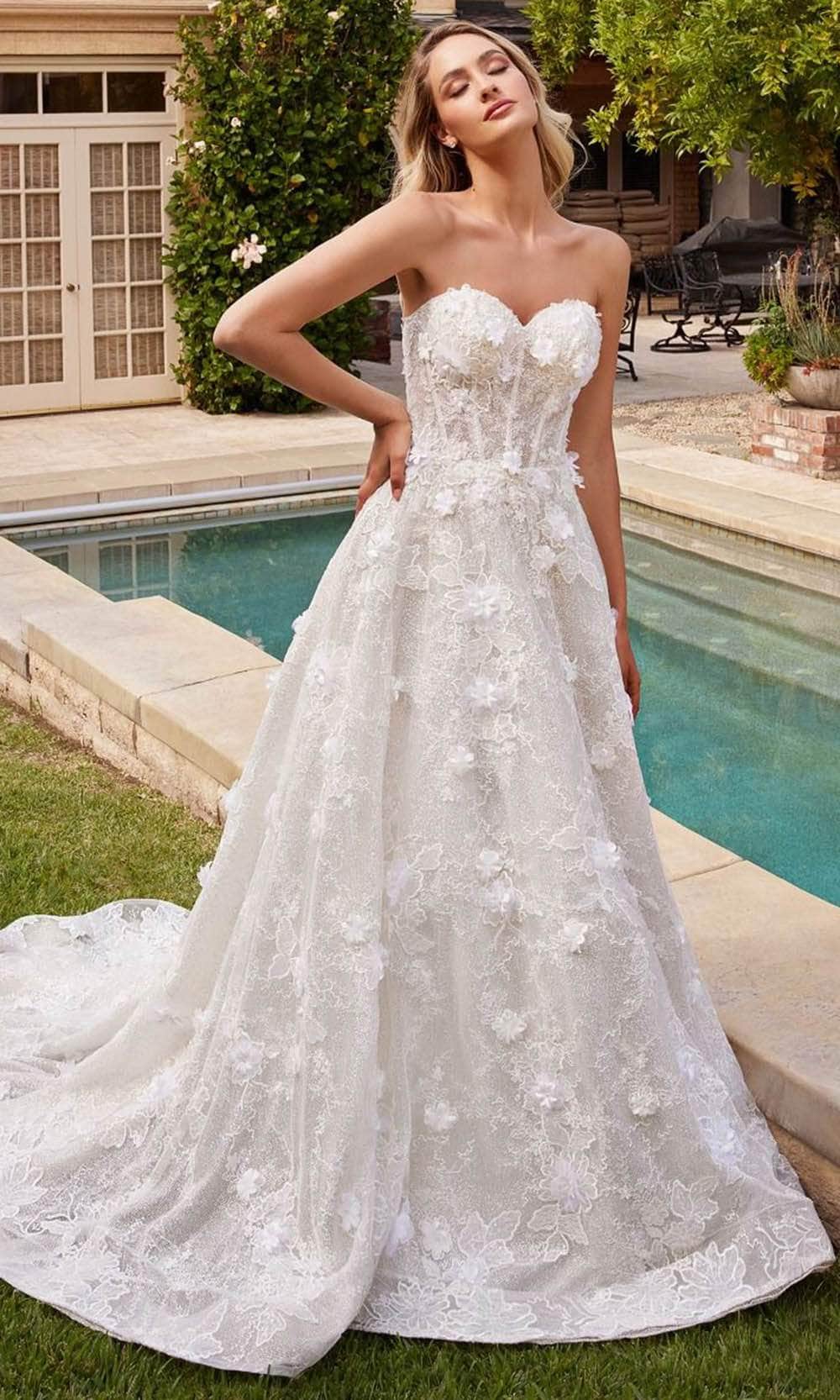 Ladivine CD860W - Floral Applique Embellished Dress