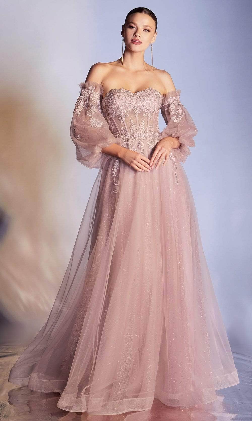 rose embroidered prom dress Modest Rose Pink Sequins Formal Gala Prom Evening Dress EN4813 main image 0