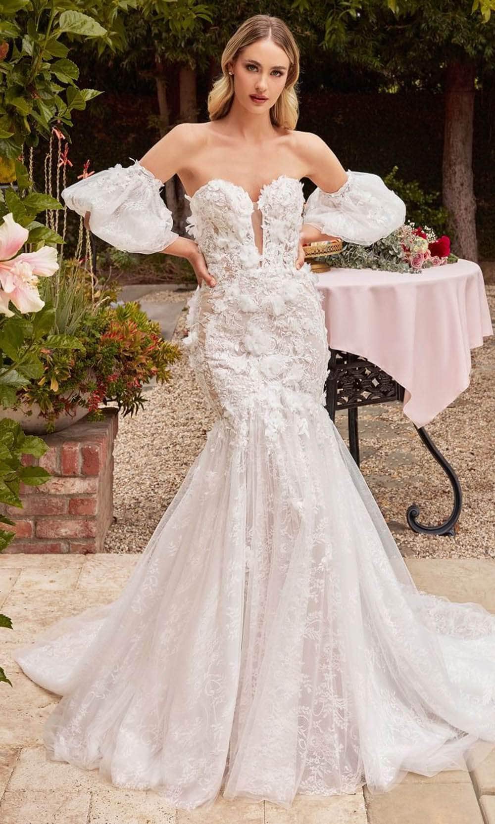 Long Lace Off-White Mermaid Bridal Gown - PromGirl Off White Nude / 4 Long Lace Off-White Mermaid Bridal Gown - PromGirl Off White Nude / 4