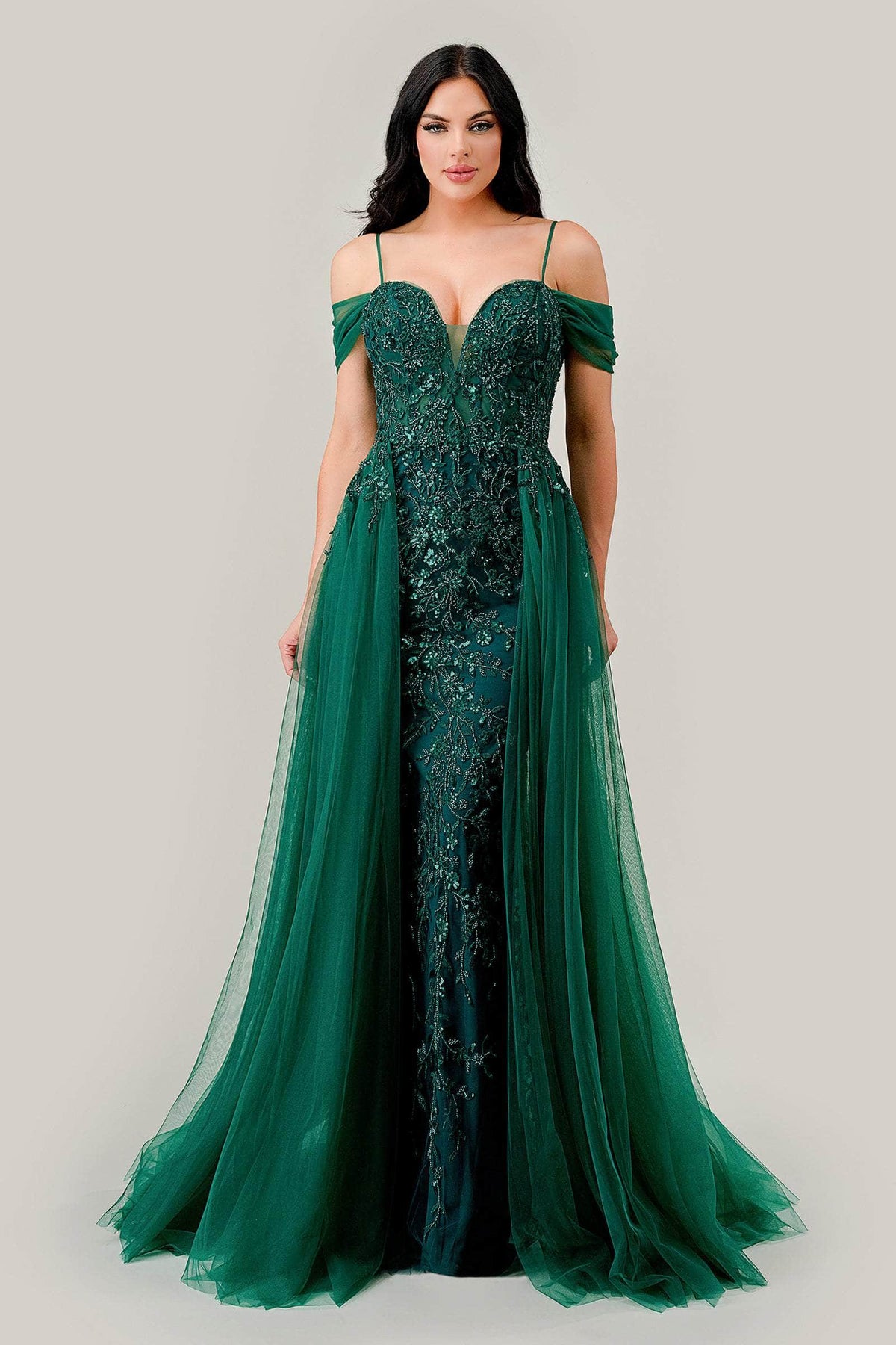 Ladivine SF009 - Sequin Embellished Cold Shoulder  Gown Special Occasion Dress