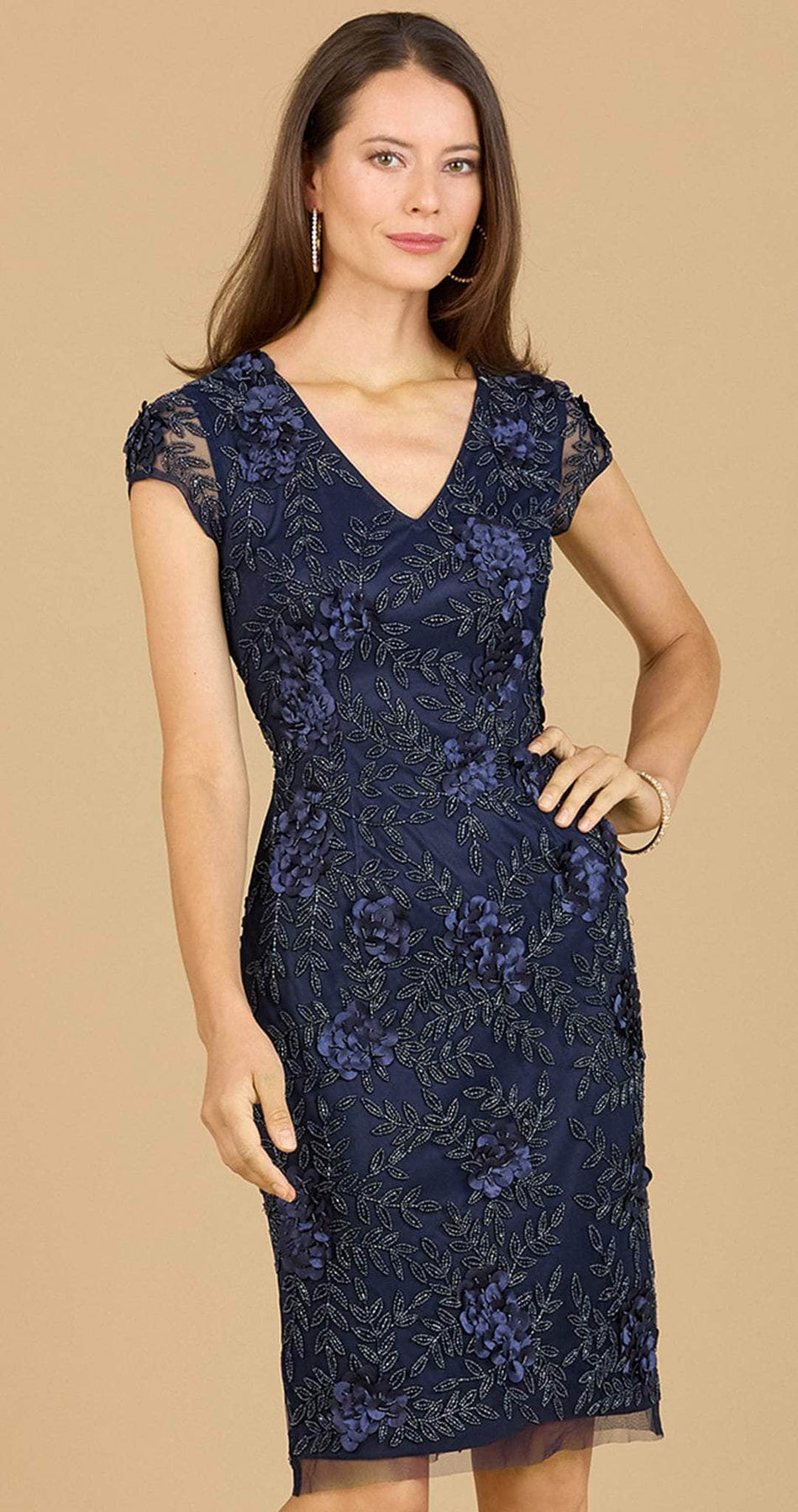 Lara Dresses 29179 - Cap Sleeve Beaded Cocktail Dress Special Occasion Dress