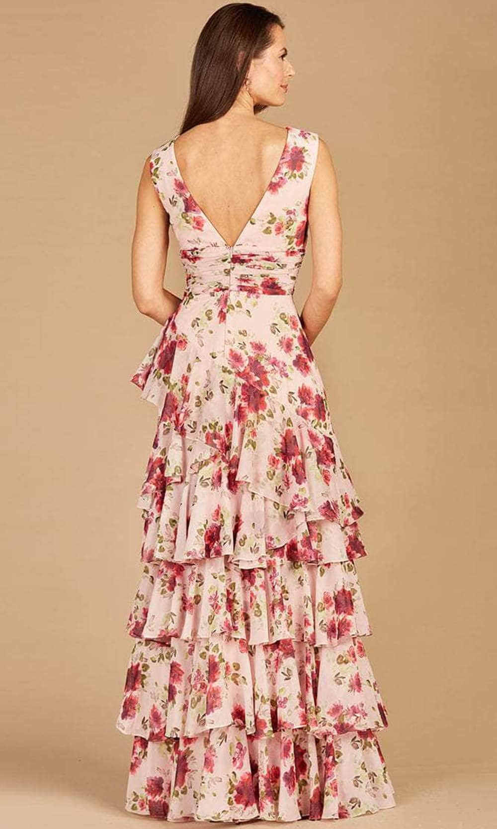Lara Dresses 29249 - Sleeveless V-Neck Printed Long Dress Special Occasion Dress