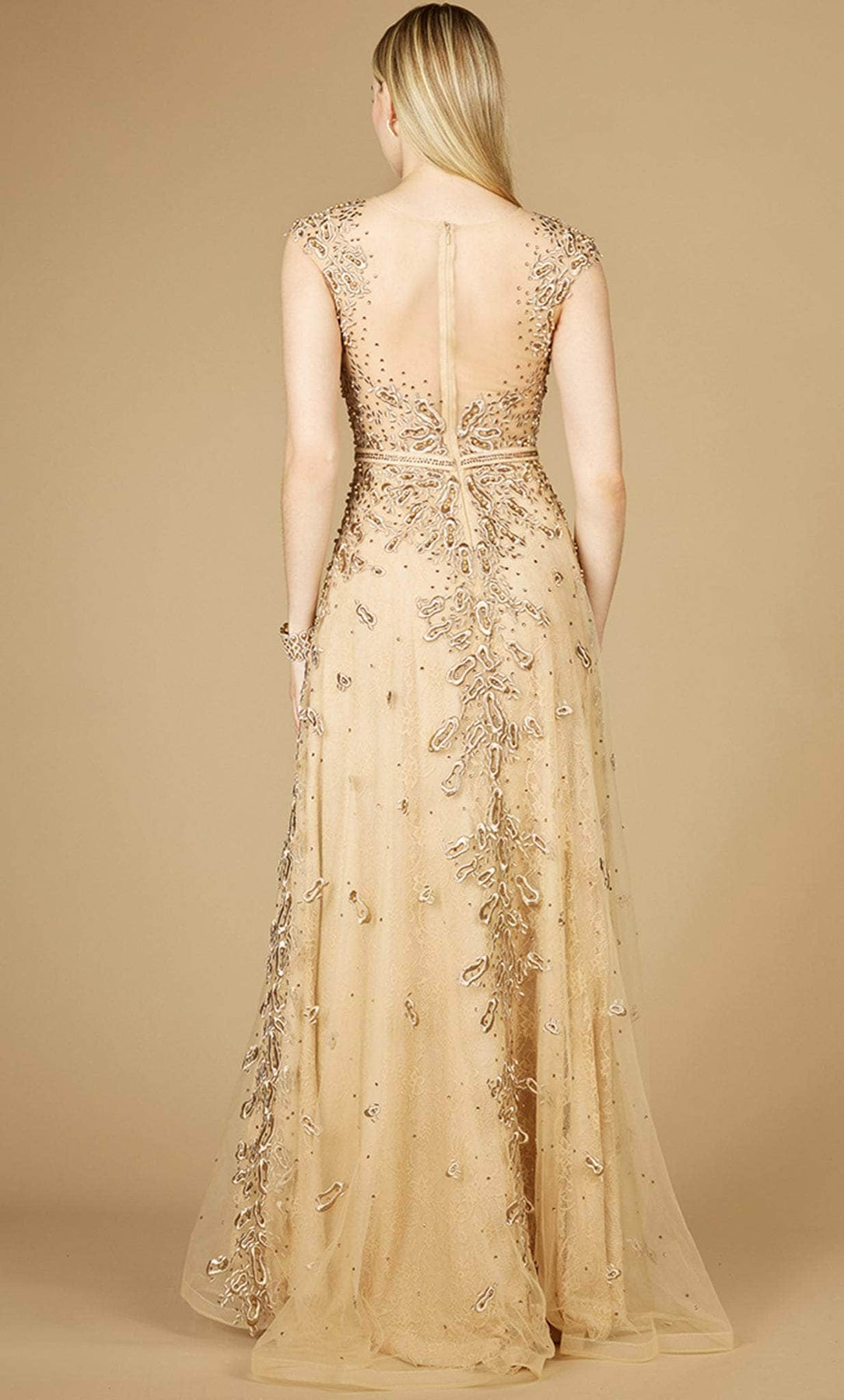 Lara Dresses 29250 - Embroidered Cap Sleeve Evening Gown Special Occasion Dress