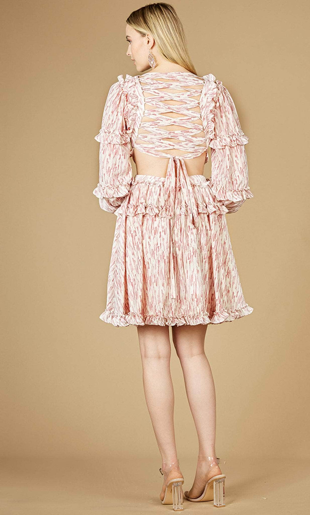 Lara Dresses 29279 - Long Sleeve Printed Cocktail Dress Special Occasion Dress