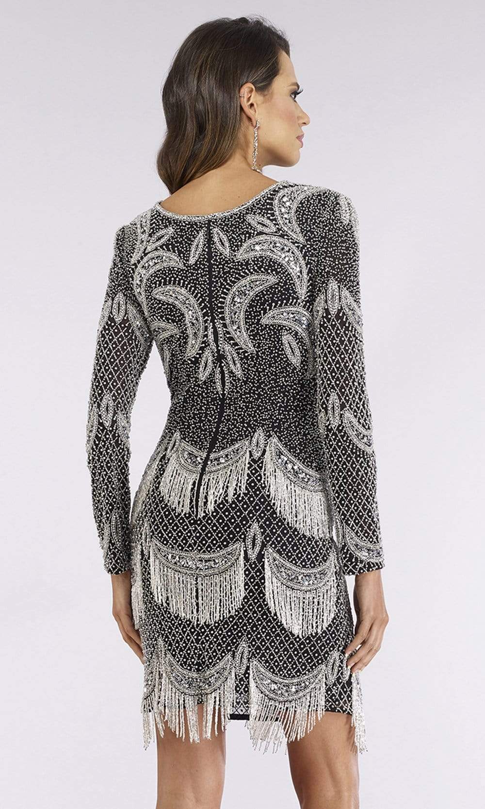 Lara Dresses - 29377 Long Sleeve Fringe Ornate Sheath Dress Cocktail Dresses
