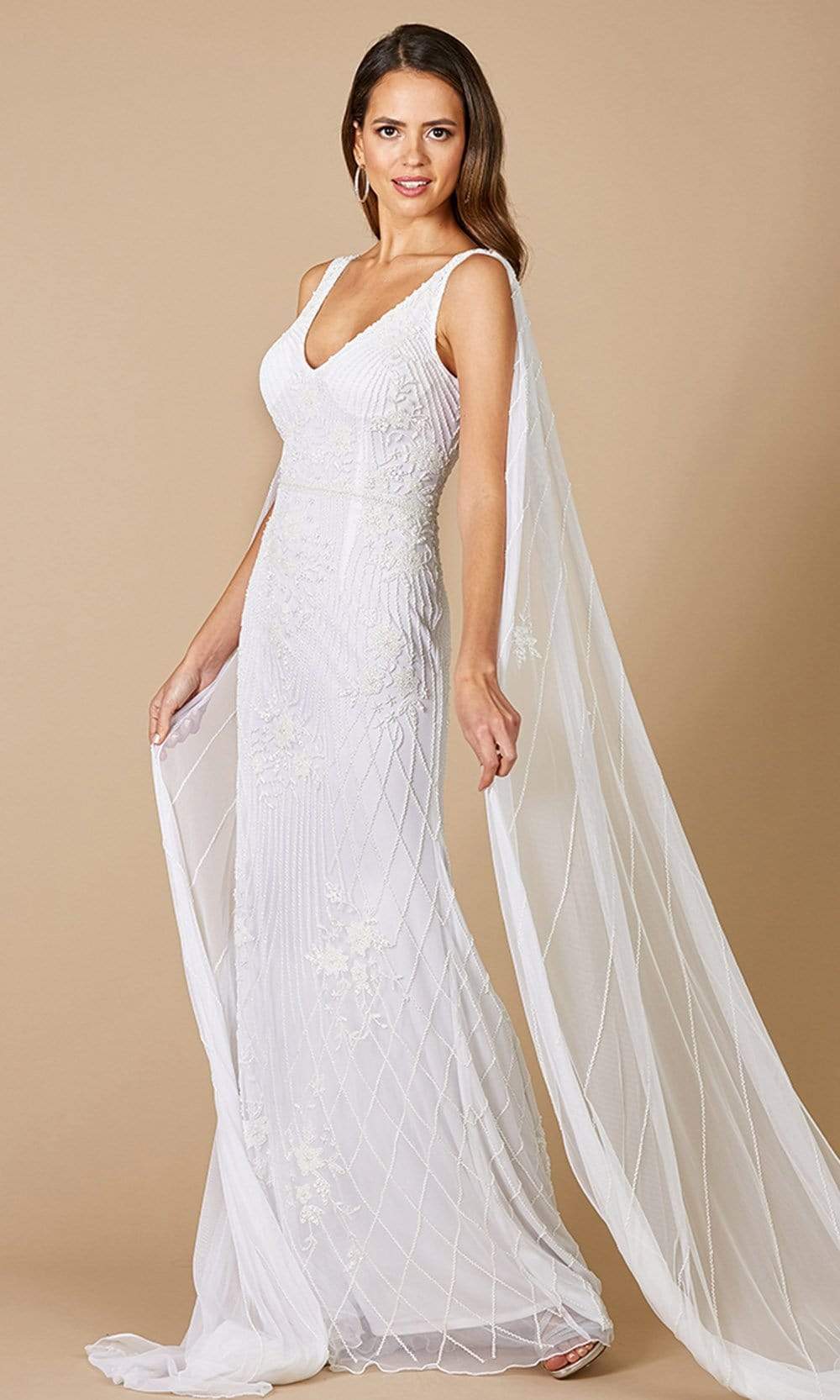 Lara Dresses - 51055 Cascading Beaded Sheath Bridal Gown Bridal Dresses