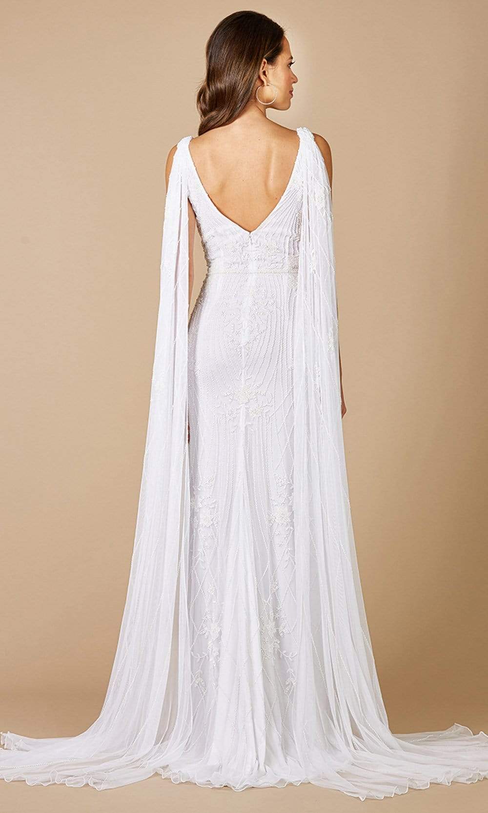 Lara Dresses - 51055 Cascading Beaded Sheath Bridal Gown Bridal Dresses