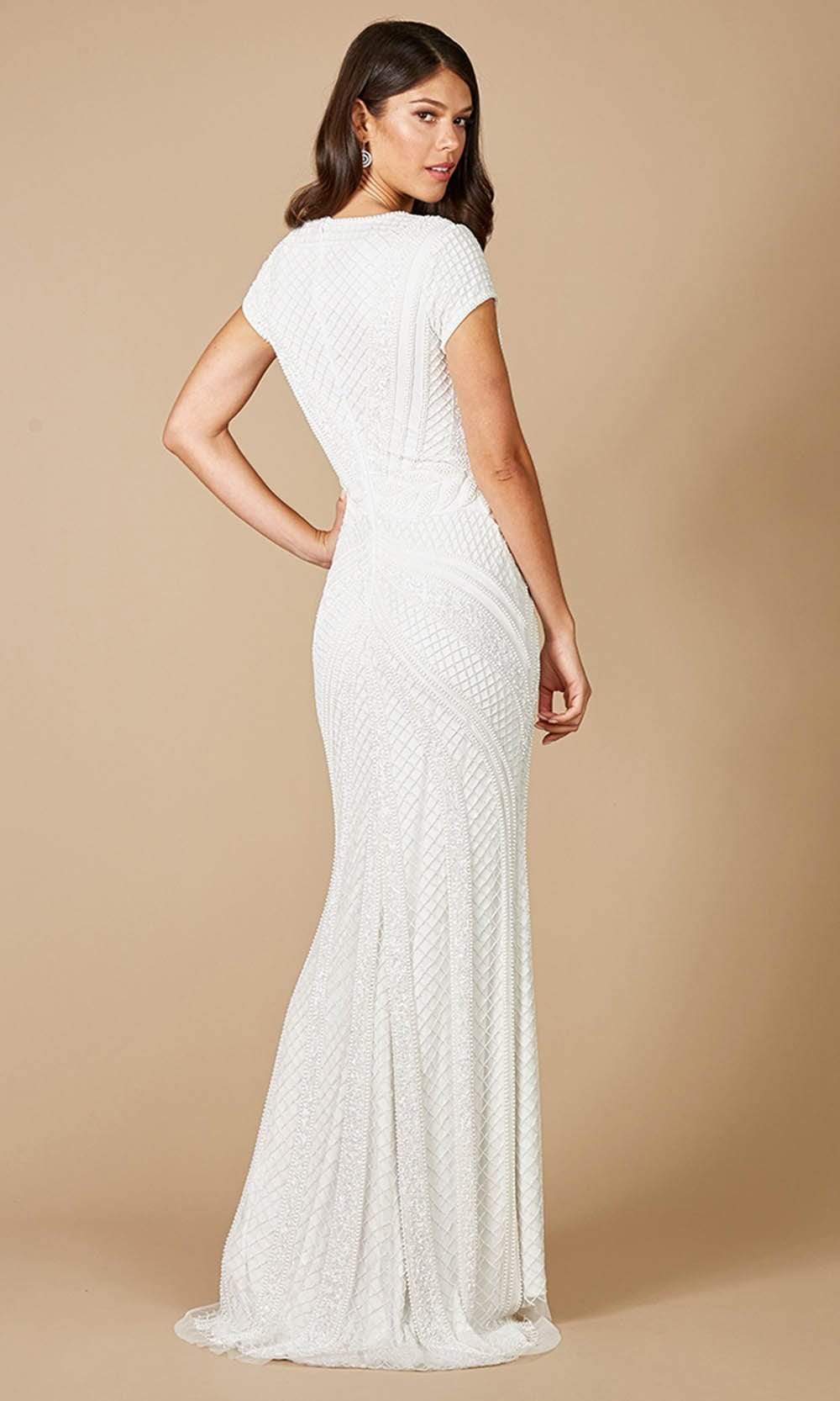 Lara Dresses - 51082 Cap Sleeve Embellished Sheath Bridal Gown Bridal Dresses