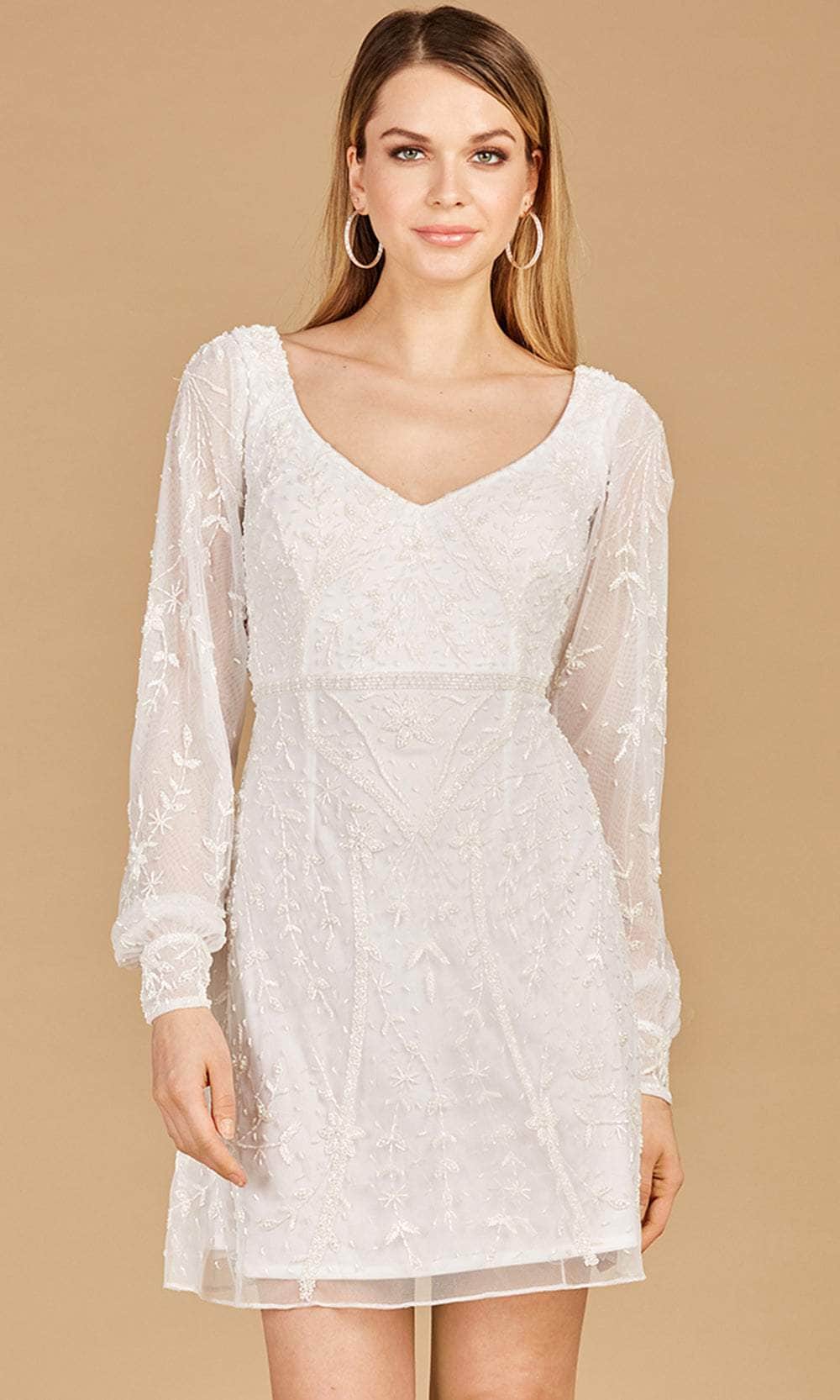 short dress with long lace overlay Portia and Scarlett PS25570