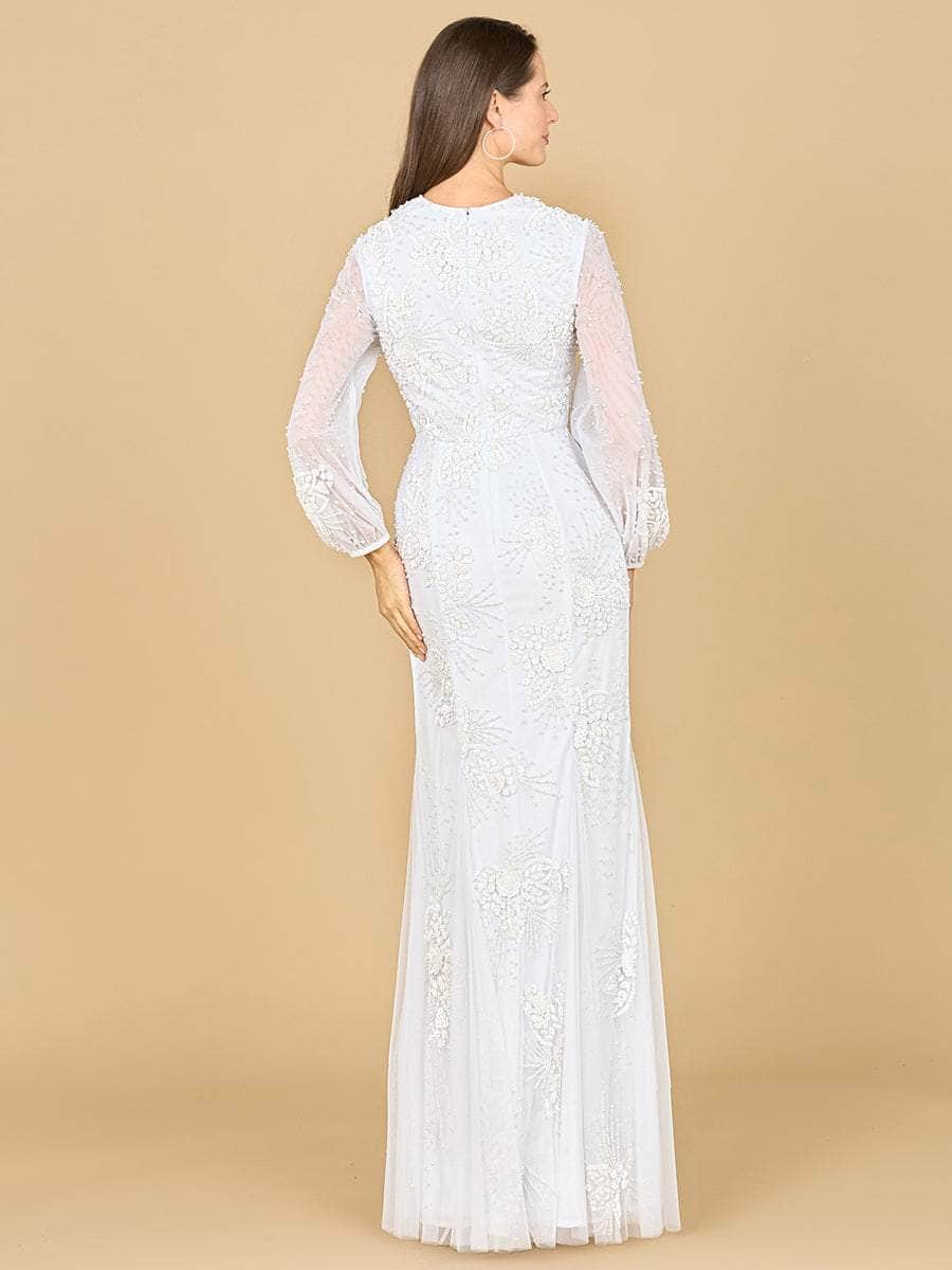 Lara Dresses 51178 - Floral Embroidered V-Neck Dress Special Occasion Dresses