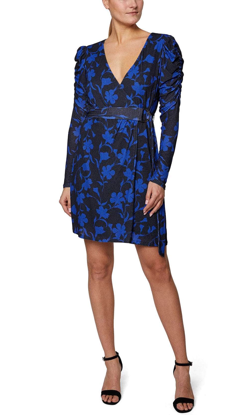 Laundry HU05D29 - Long Sleeve Print Short Dress Cocktail Dresses 0 / Black Azure