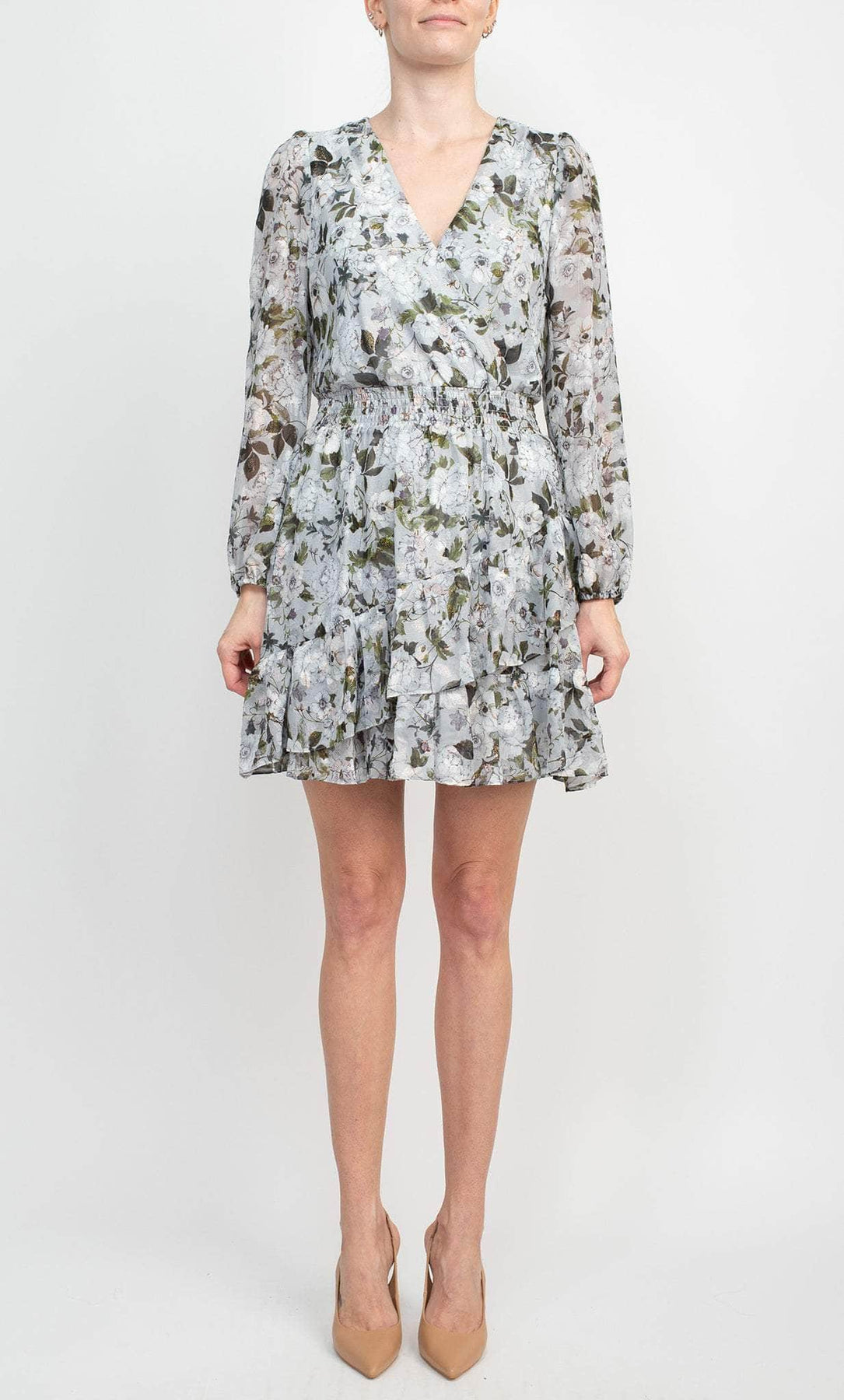 Laundry HU07D29 - Tiered Hem Floral Short Dress Holiday Dresses 10 / Full Bloom