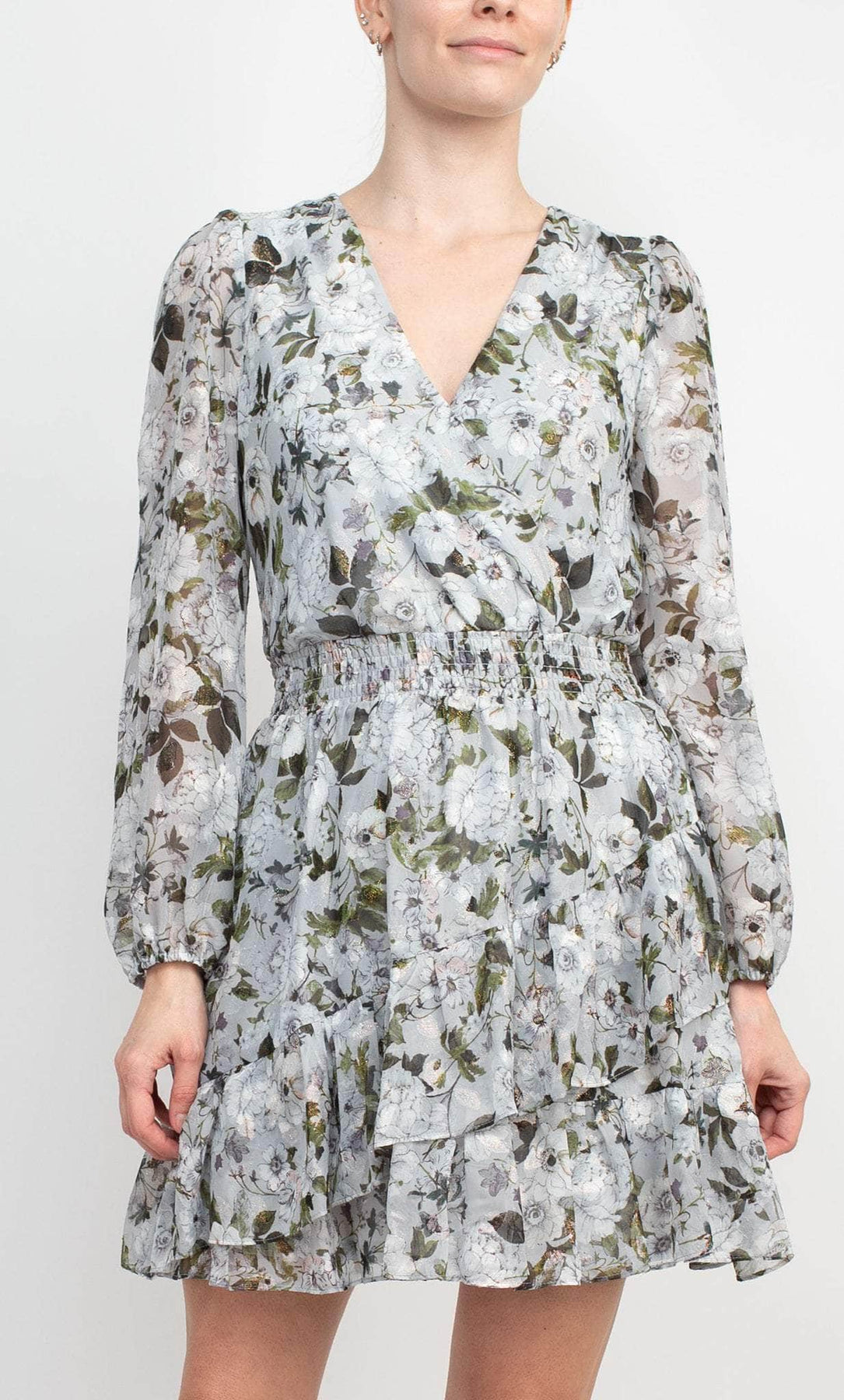Laundry HU07D29 - Tiered Hem Floral Short Dress Holiday Dresses