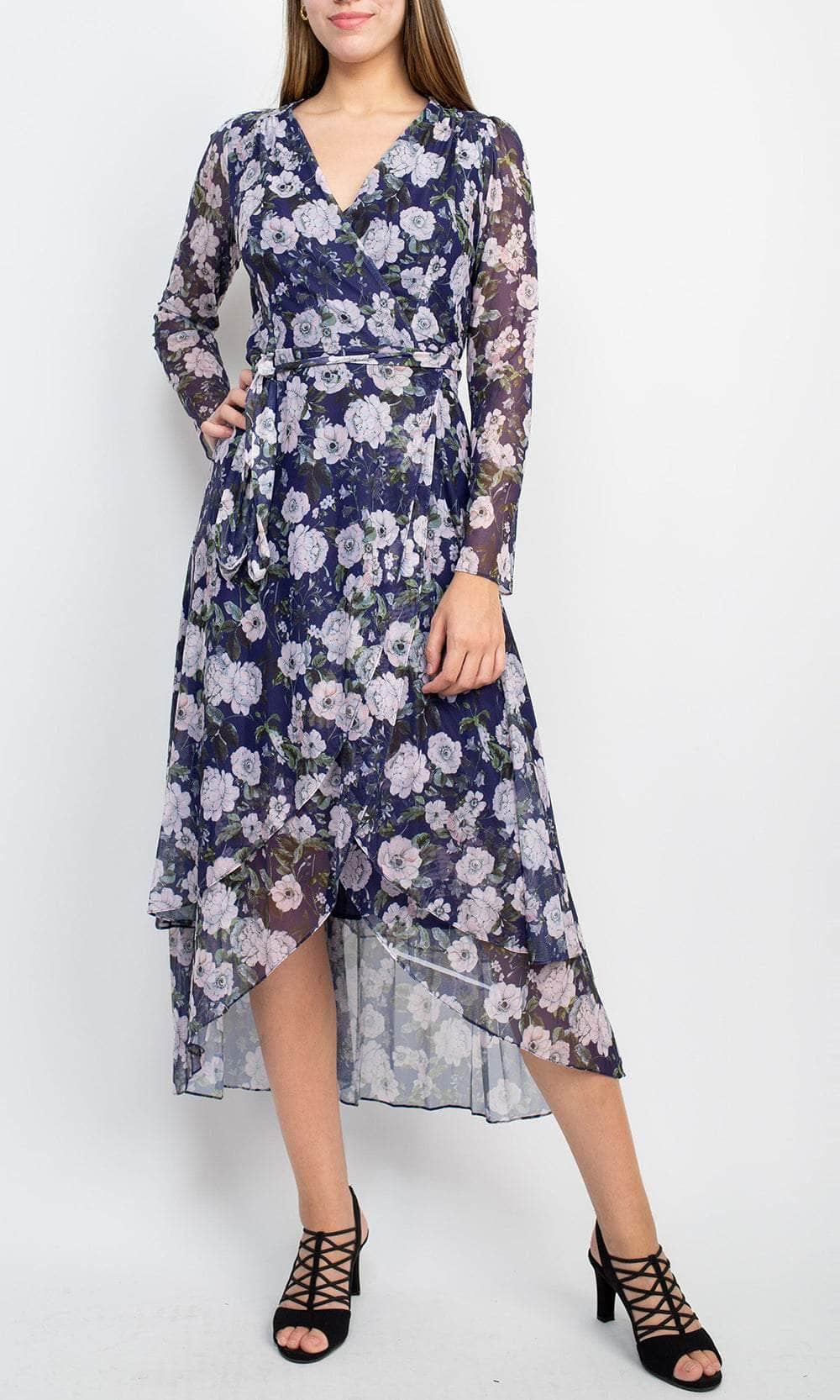 Laundry HU07D86 - Tiered Floral Short Dress Cocktail Dresses 0 / Blue Multi