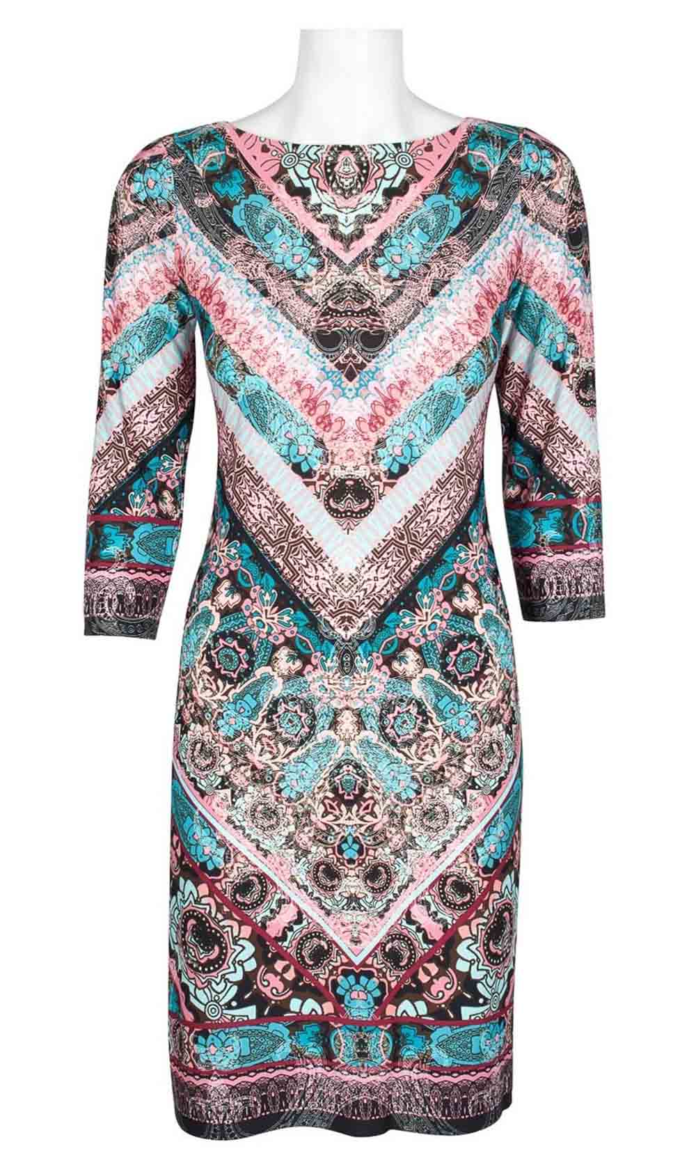 London Times - T3085M Chevron Print Sheath Dress Semi Formal