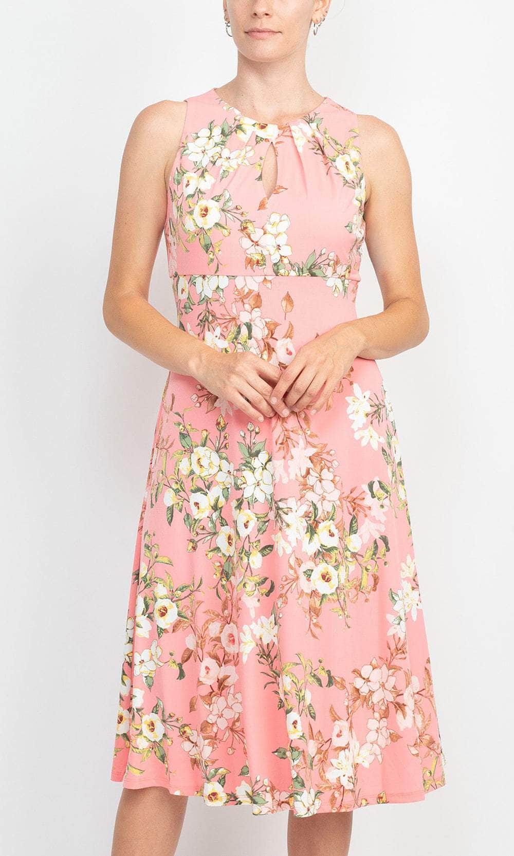 London Times T4470M - Knee-Length Print Matte Jersey A-Line Dress - Sleeveless, Seams, Keyhole, Full Back, Back Zipper Closure, Floral Print ADASA London Times T4470M - Knee-Length Print Matte Jersey A-Line Dress - Sleeveless, Seams, Keyhole, Full Back, Back Zipper Closure, Floral Print ADASA