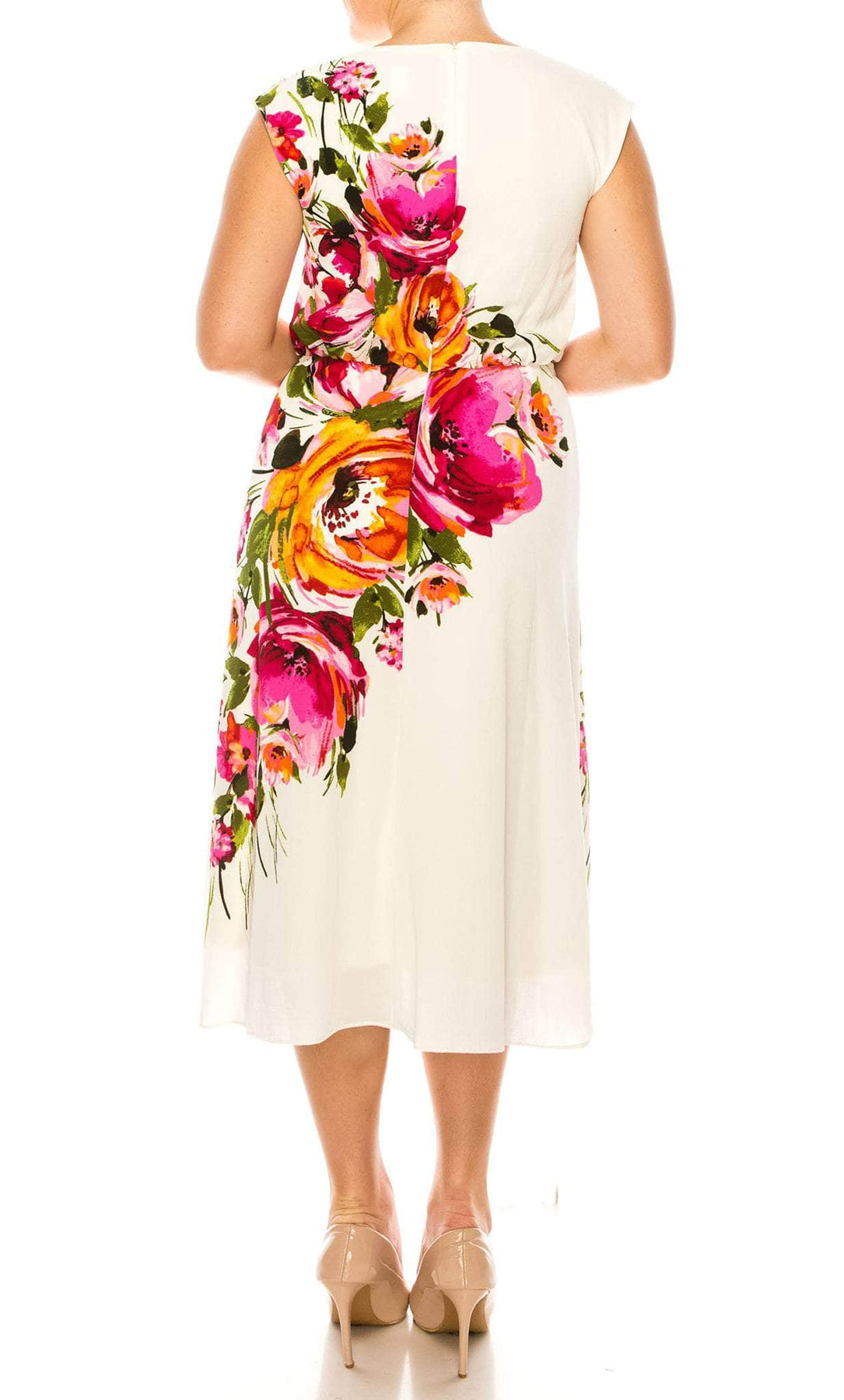 London Times T6088M - Floral Cap Sleeve Dress Special Occasion Dress