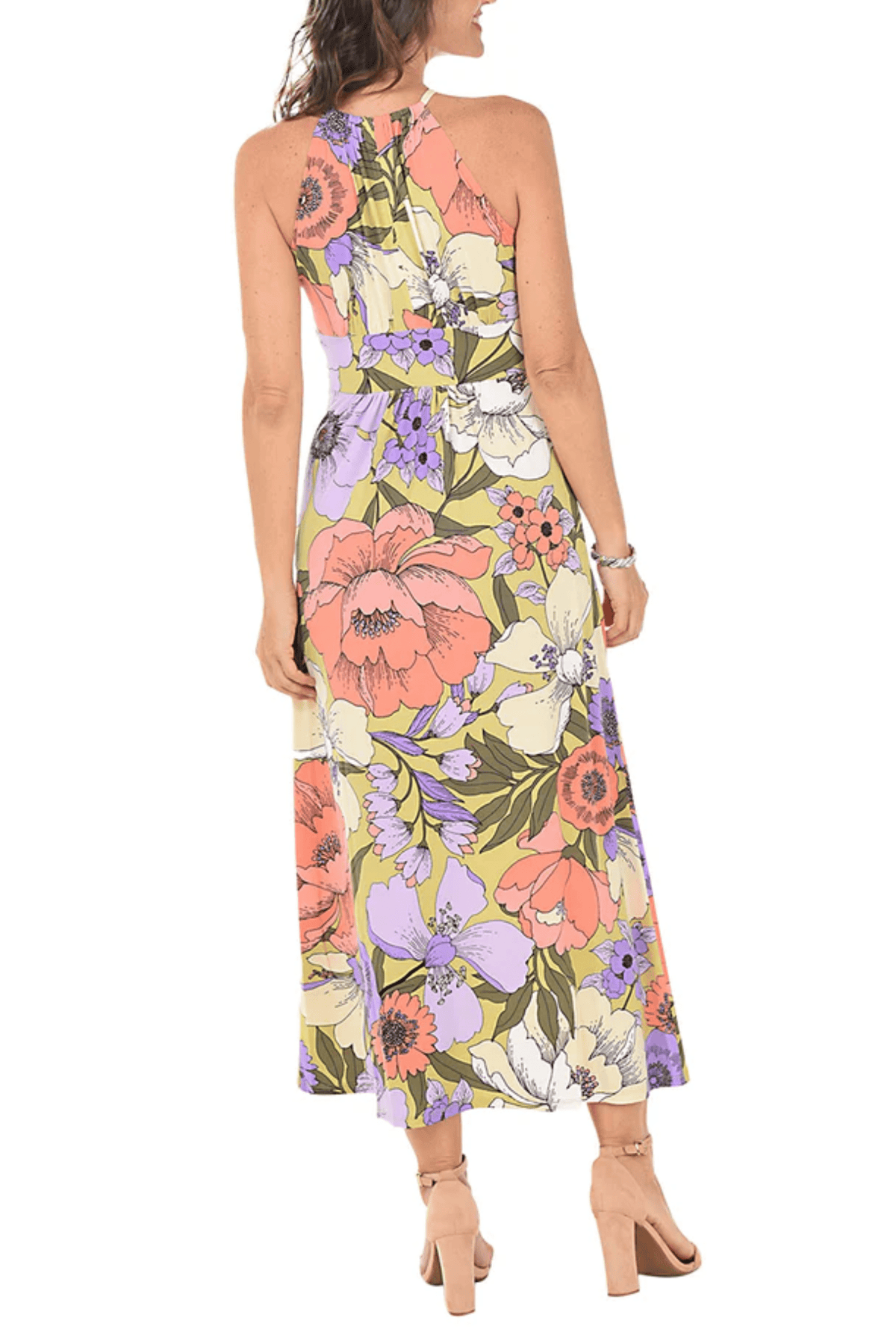 London Times T6110M - Floral Halter Maxi Dress Special Occasion Dresses