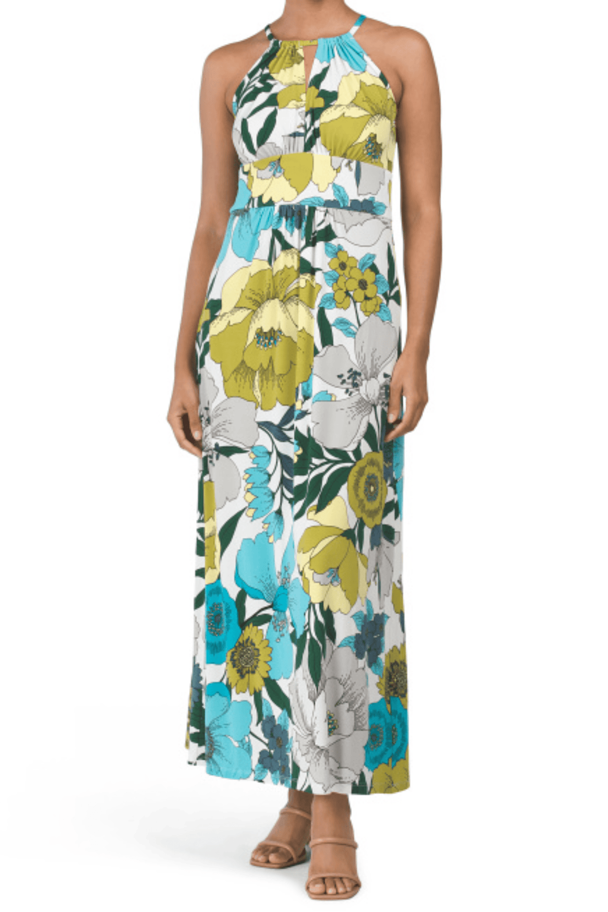 London Times T6110M - Floral Halter Maxi Dress Special Occasion Dresses