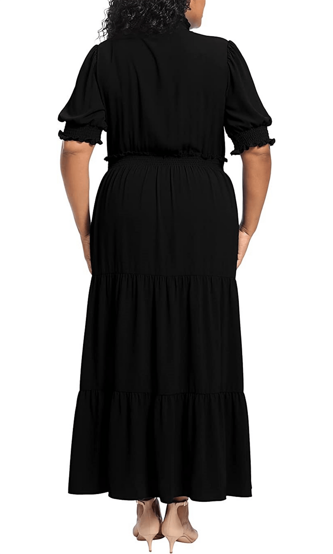 London Times T6184M - Puff Sleeve Tiered Formal Dress Special Occasion Dress
