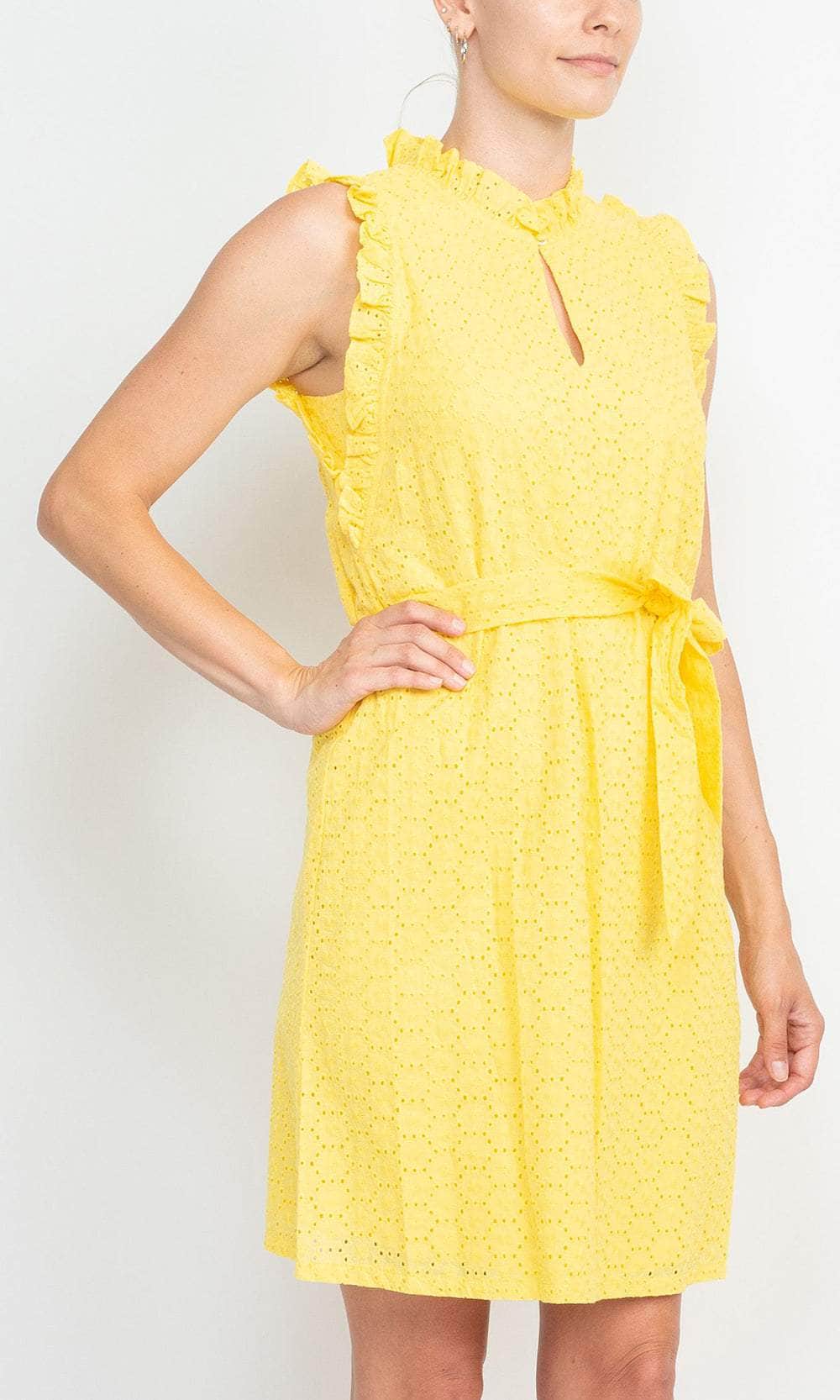 London Times T6219M - Ruffle Eyelet Short Dress Cocktail Dresses