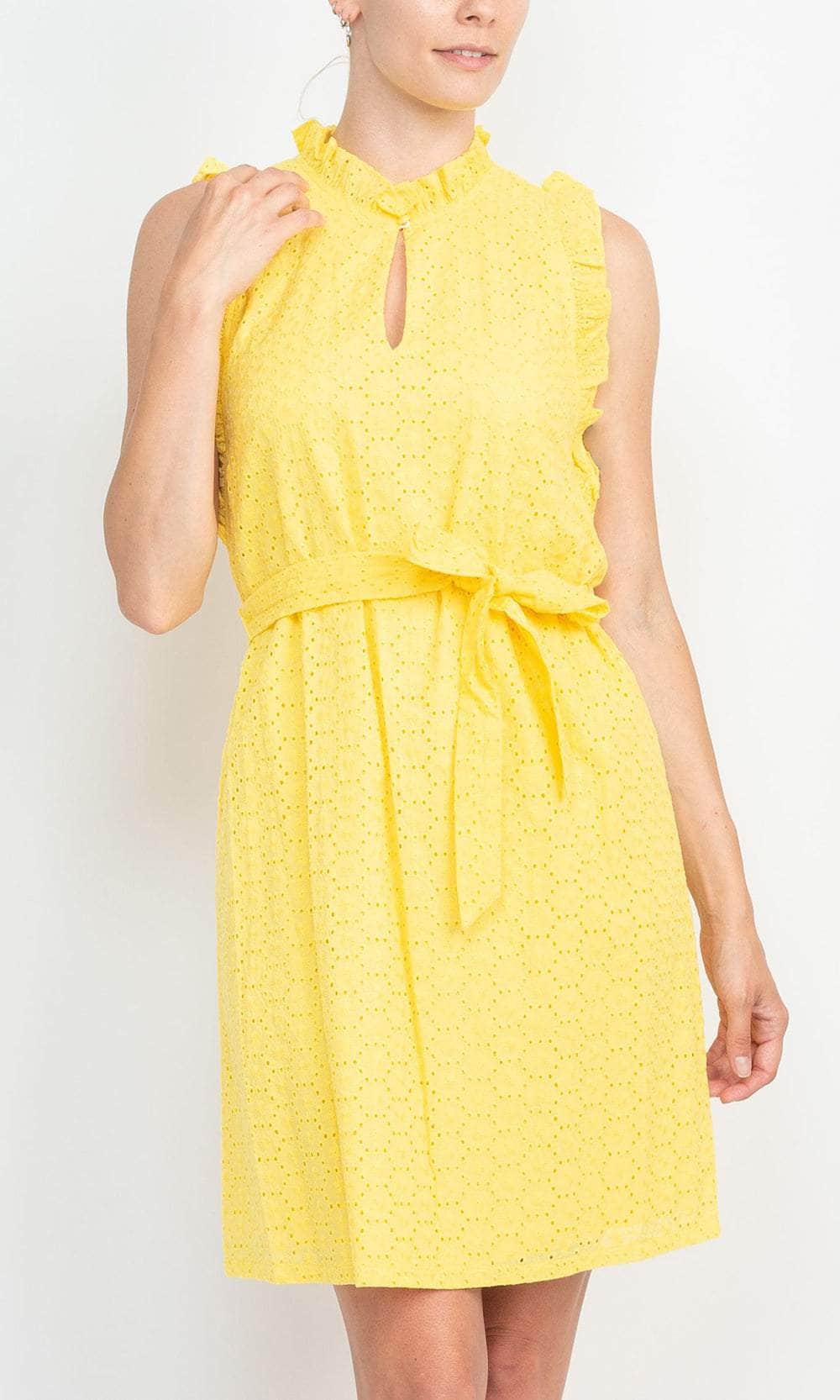 London Times T6219M - Ruffle Eyelet Short Dress Cocktail Dresses