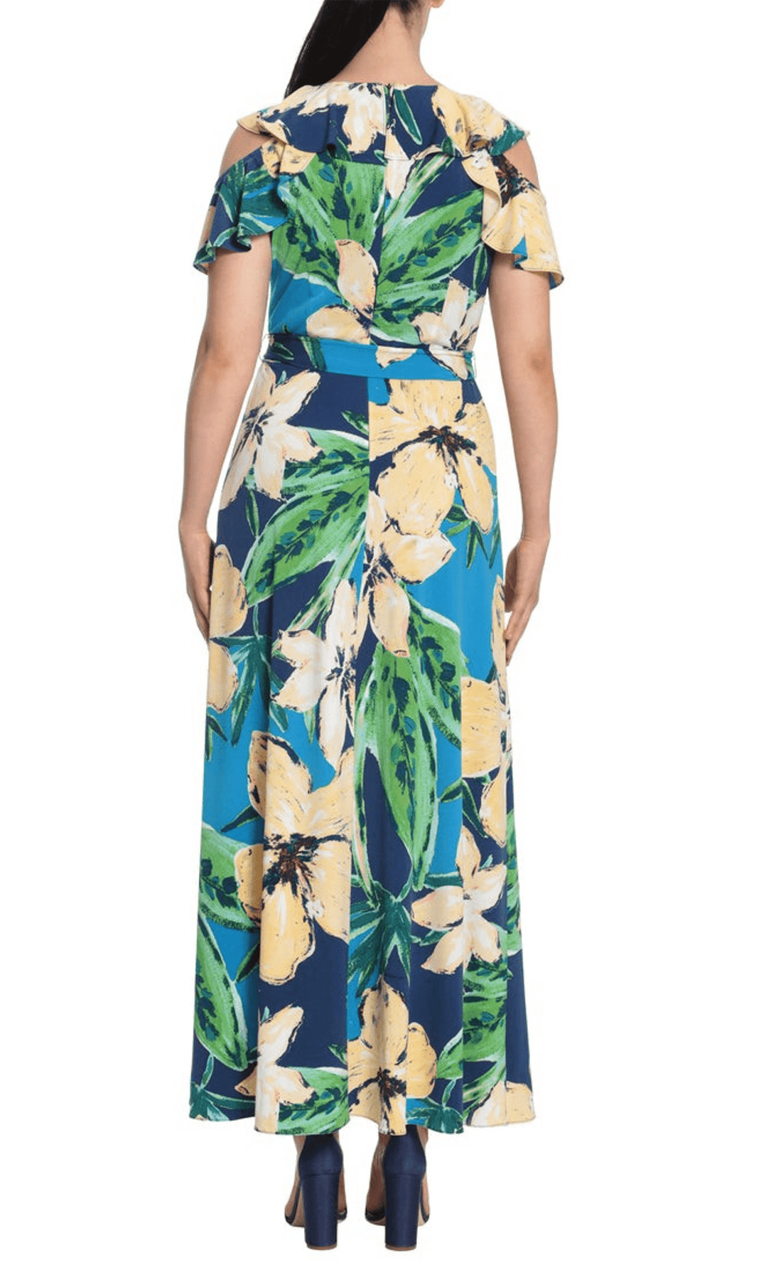 London Times T6230M - Cold Shoulder Floral Maxi Dress Special Occasion Dress