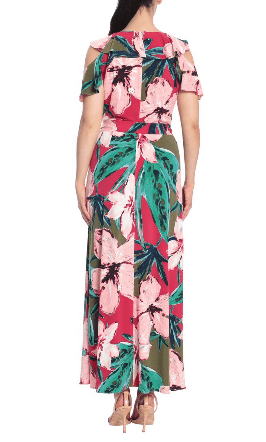 London Times T6230M - Cold Shoulder Floral Maxi Dress Special Occasion Dress
