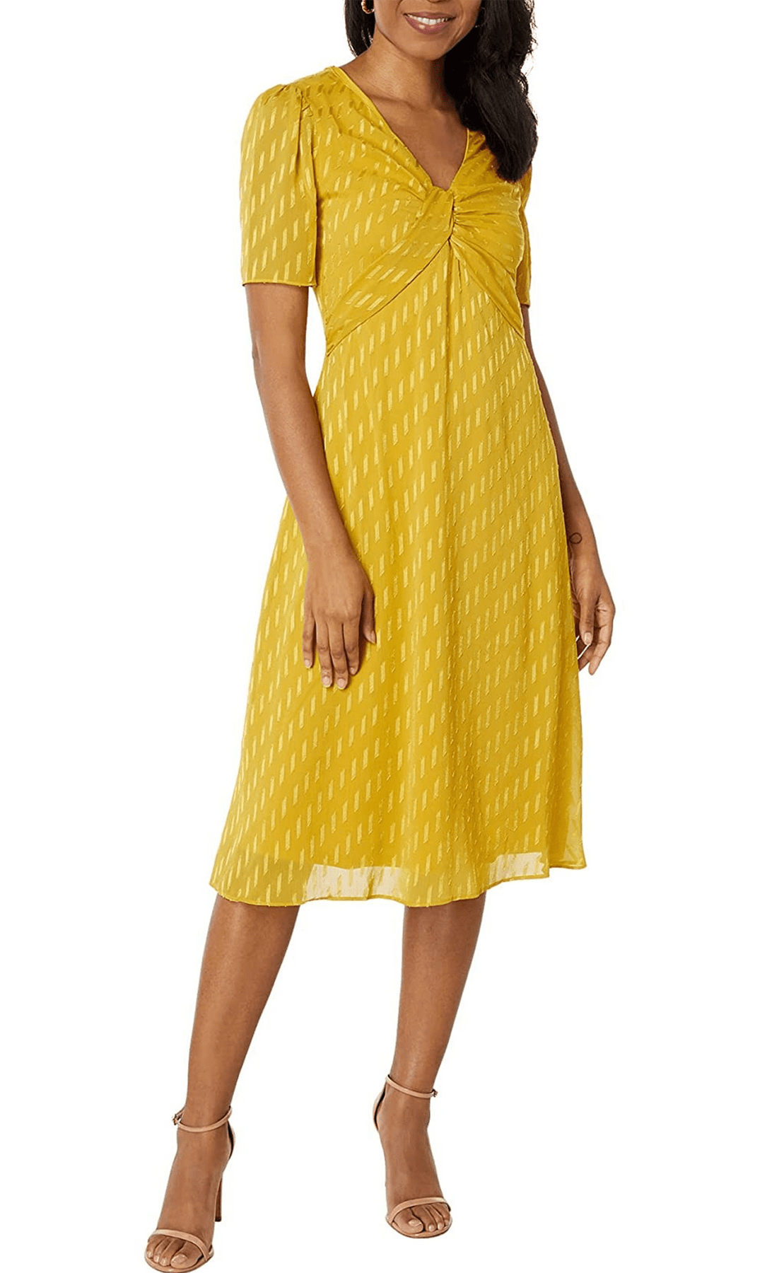 London Times T6337M - High Waist Midi A-line Dress Special Occasion Dress 0 / Topaz