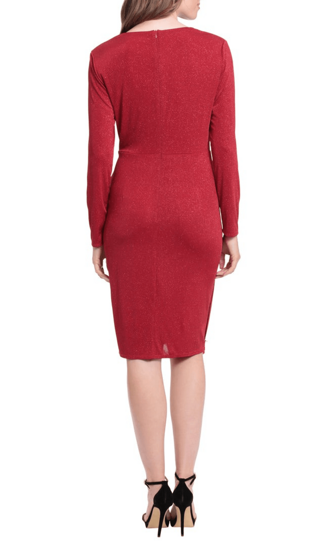 London Times T6498M - Faux Wrap Party Ruched Dress Special Occasion Dress