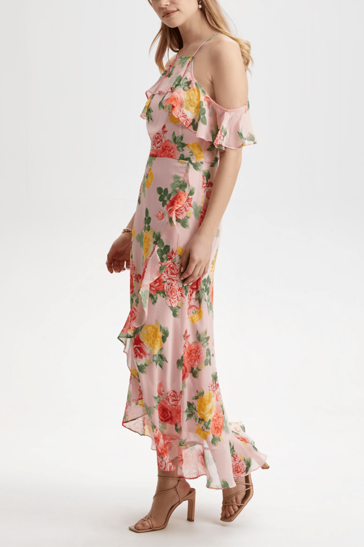 London Times T6691M - Halter Tea-Length Casual Dress Special Occasion Dresses