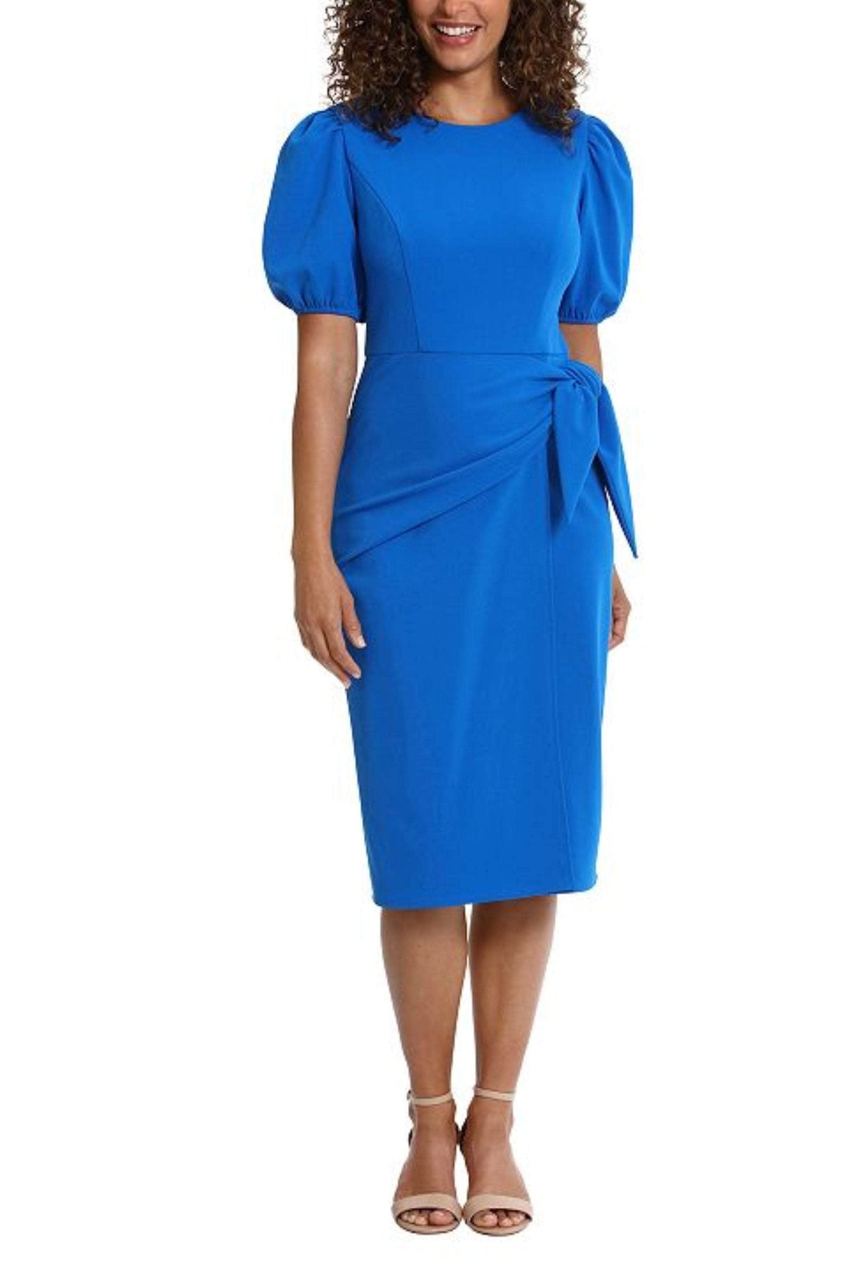 London Times T6848M - Puff Sleeve Belted Dress Special Occasion Dresses