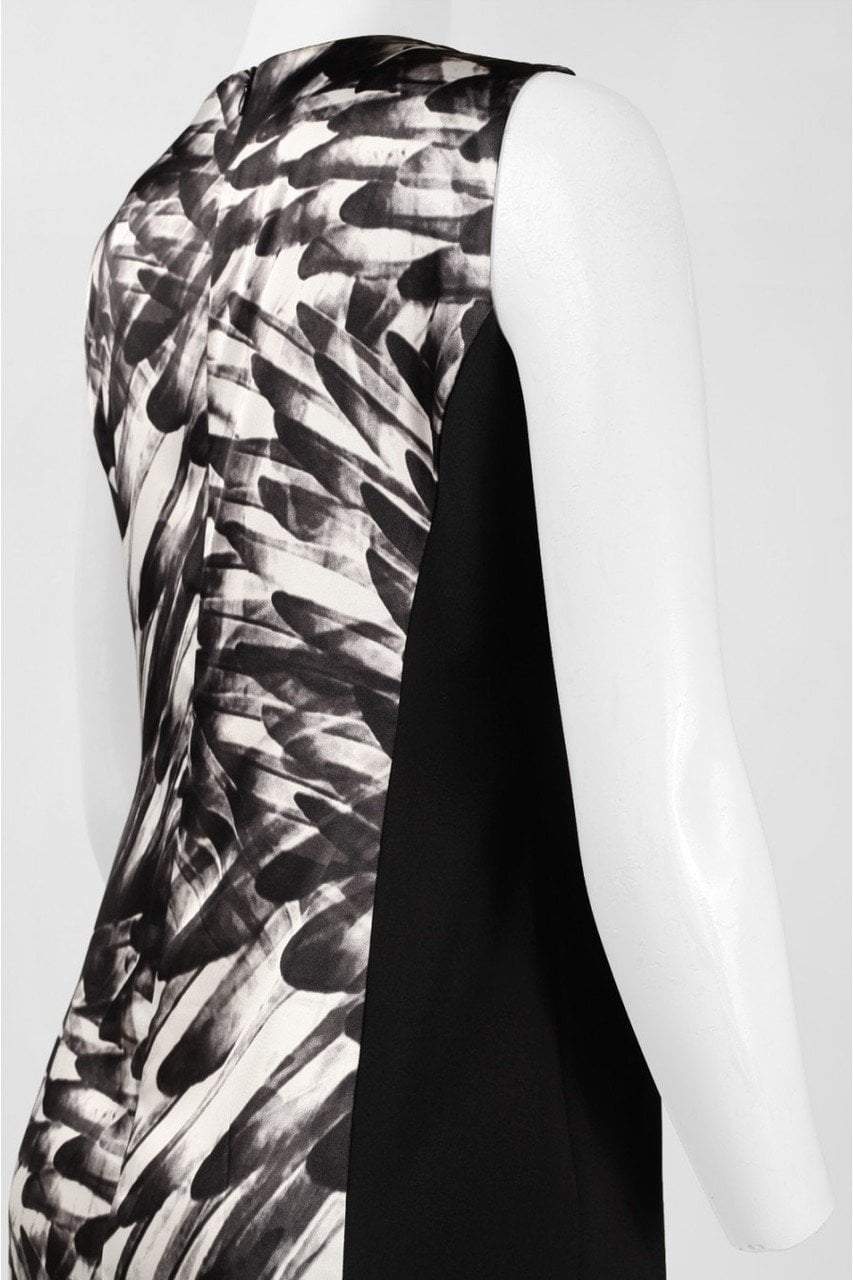 London Times - T1669M Opaque Paneled Print Dress in Black and White