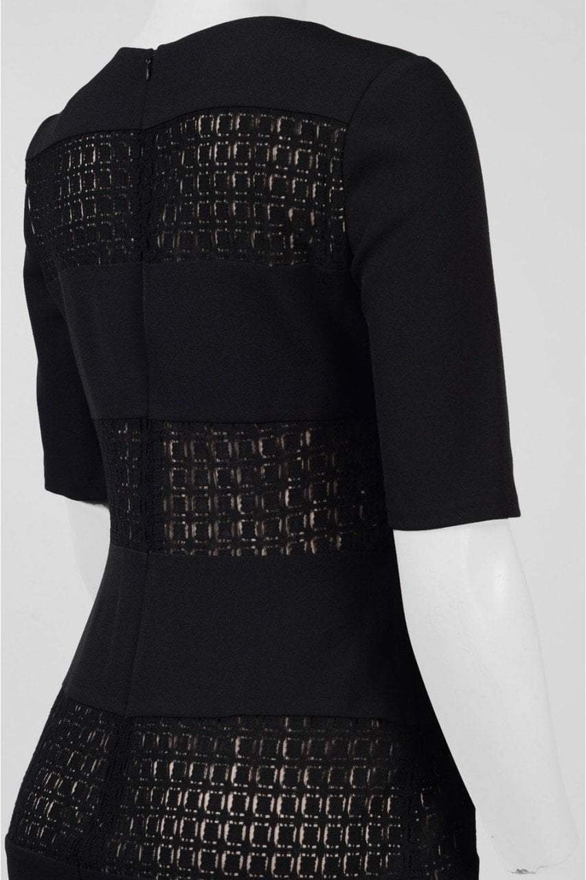 London Times - T2293M Short Sleeve Banded Sheath Dress in Black and Neutral