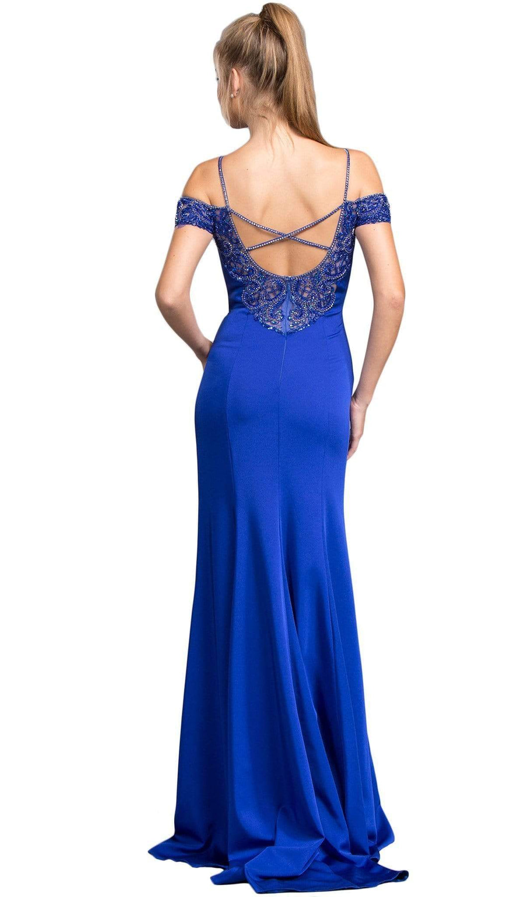 Long Bedazzled V-neck Sheath Prom Dress Dress
