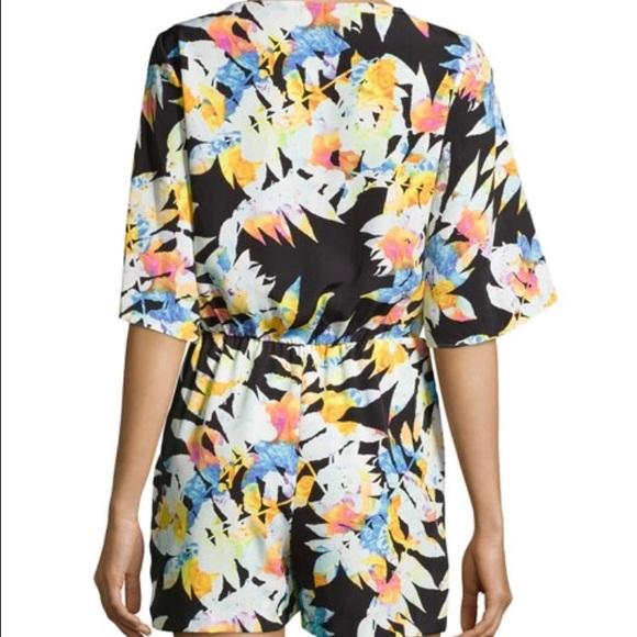 Muse - M2988M Tropical Dolman Romper in Black and Multi-Color