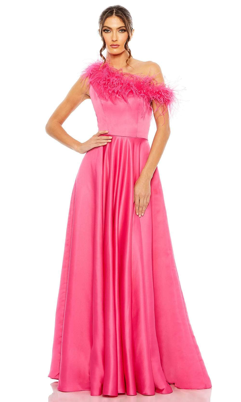 mac duggal pink feather dress Mac Duggal 11689 Feather Slit One Shoulder Dress