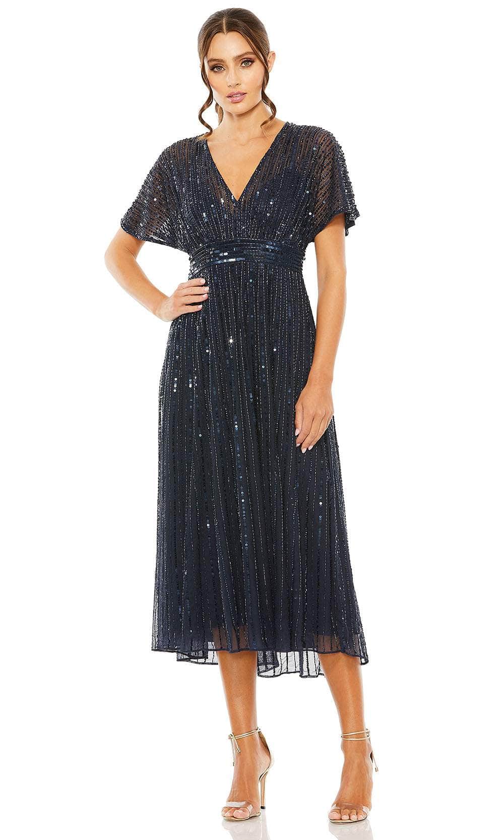 Beige Embellished Short Sleeve Empire Waist Dress