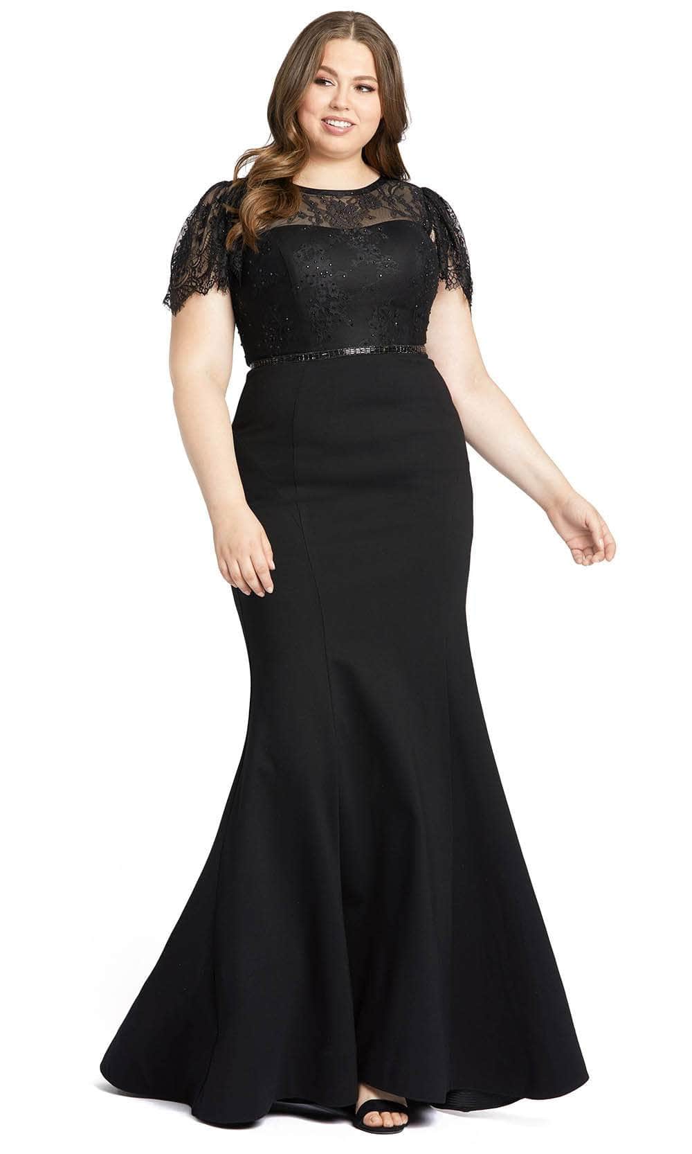 Mac Duggal 48984 - Long Lace And Crepe Trumpet Dress