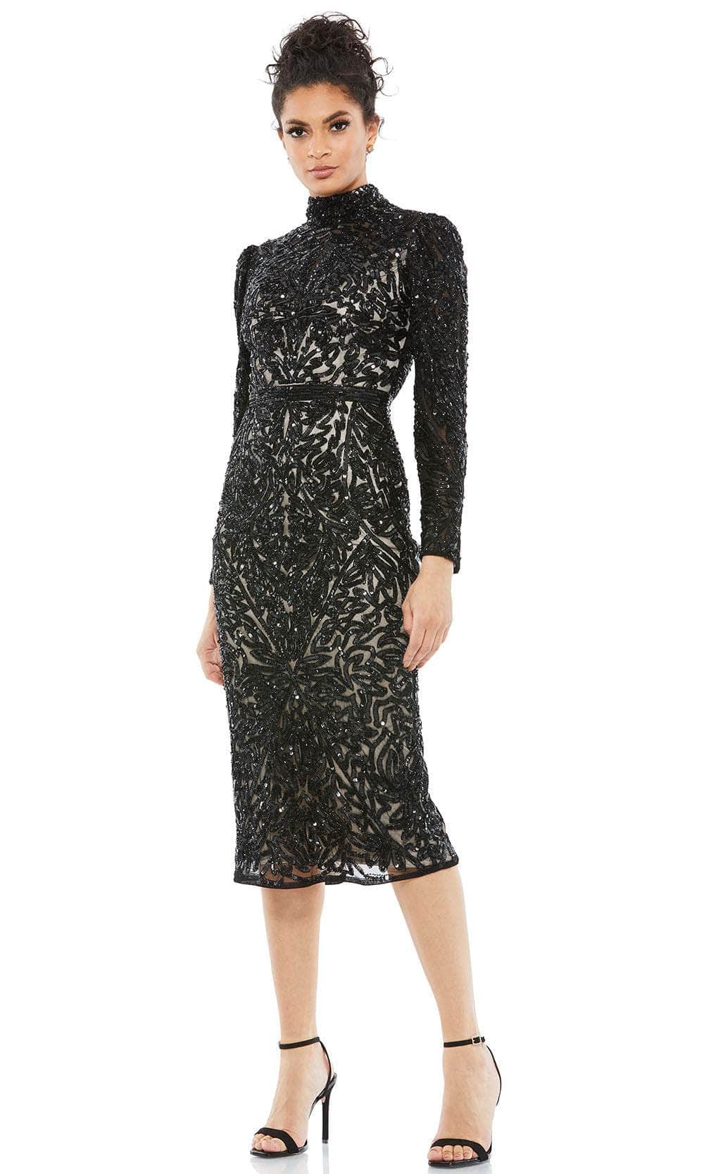sequin mesh dress knee sleeve Dress the Population Emery Dress - Black
