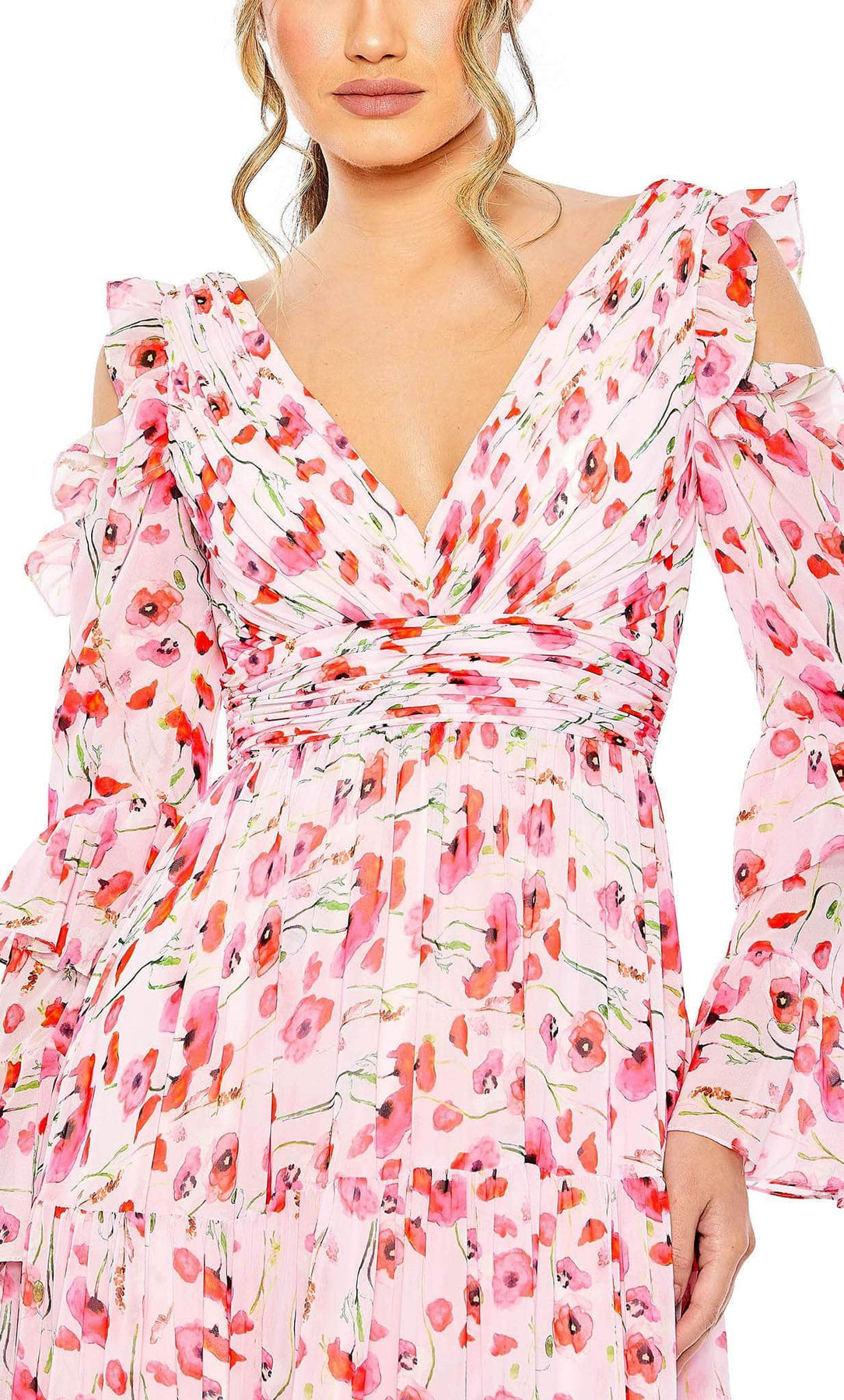 Mac Duggal 55906 - Floral Print V-Neck Formal Dress Winter Formals and Balls